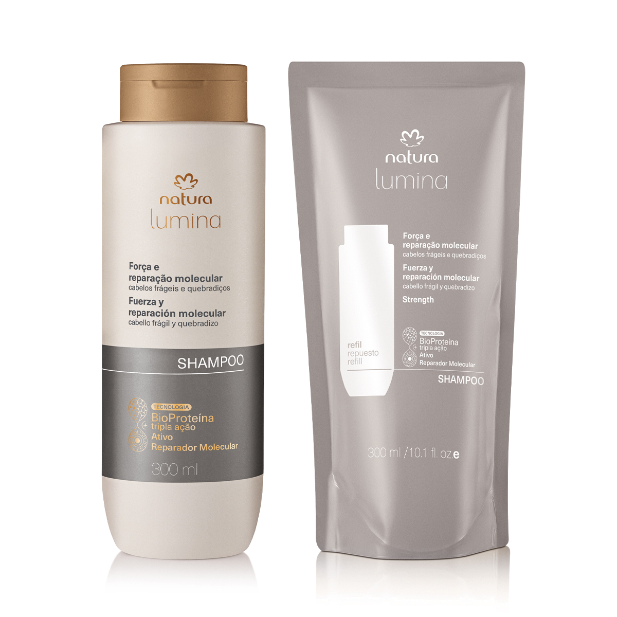 Kit Shampoo Lumina Força e Reparação Molecular com Refil