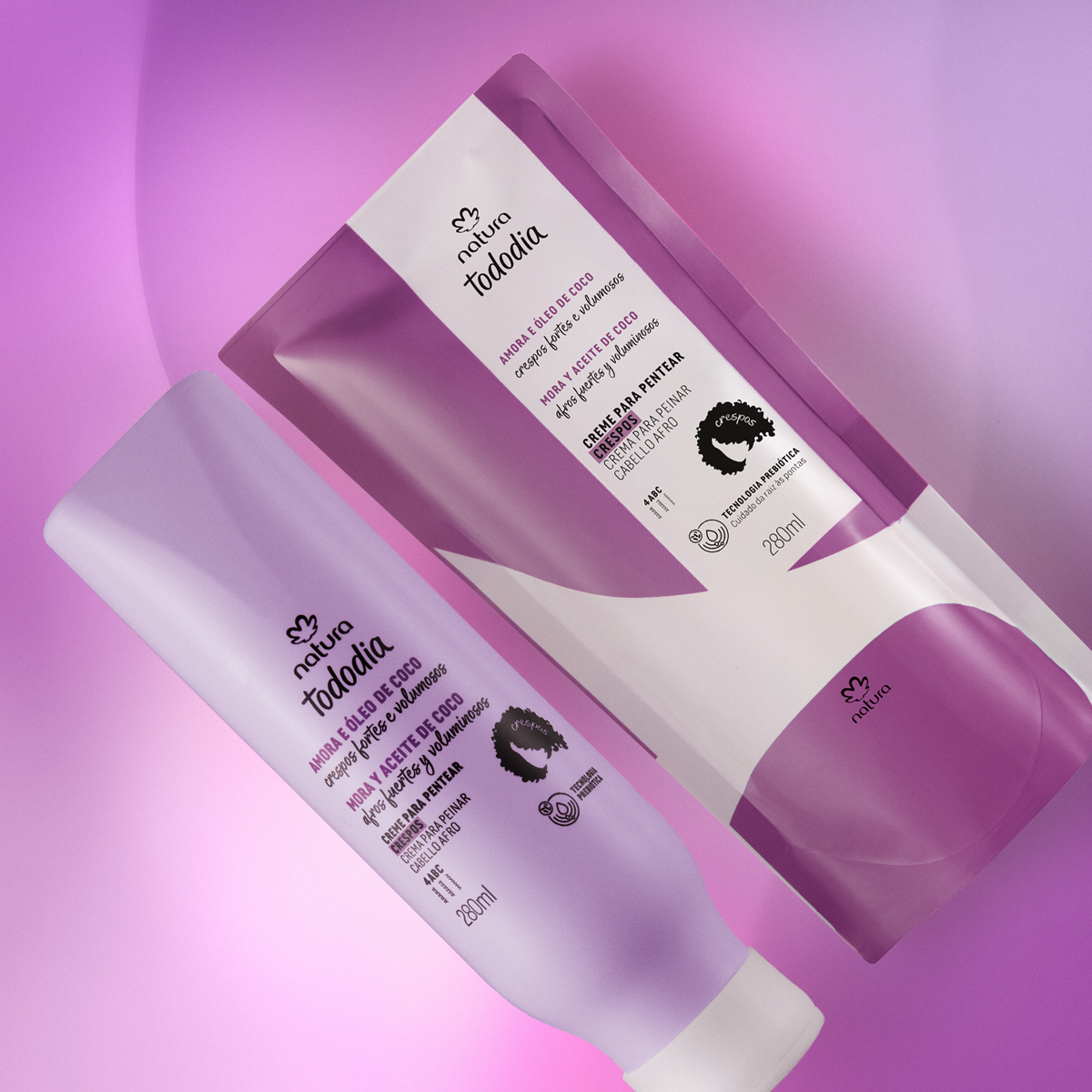 Kit Creme para Pentear Crespos Tododia Amora e Óleo de Coco com Refil (2 produtos)