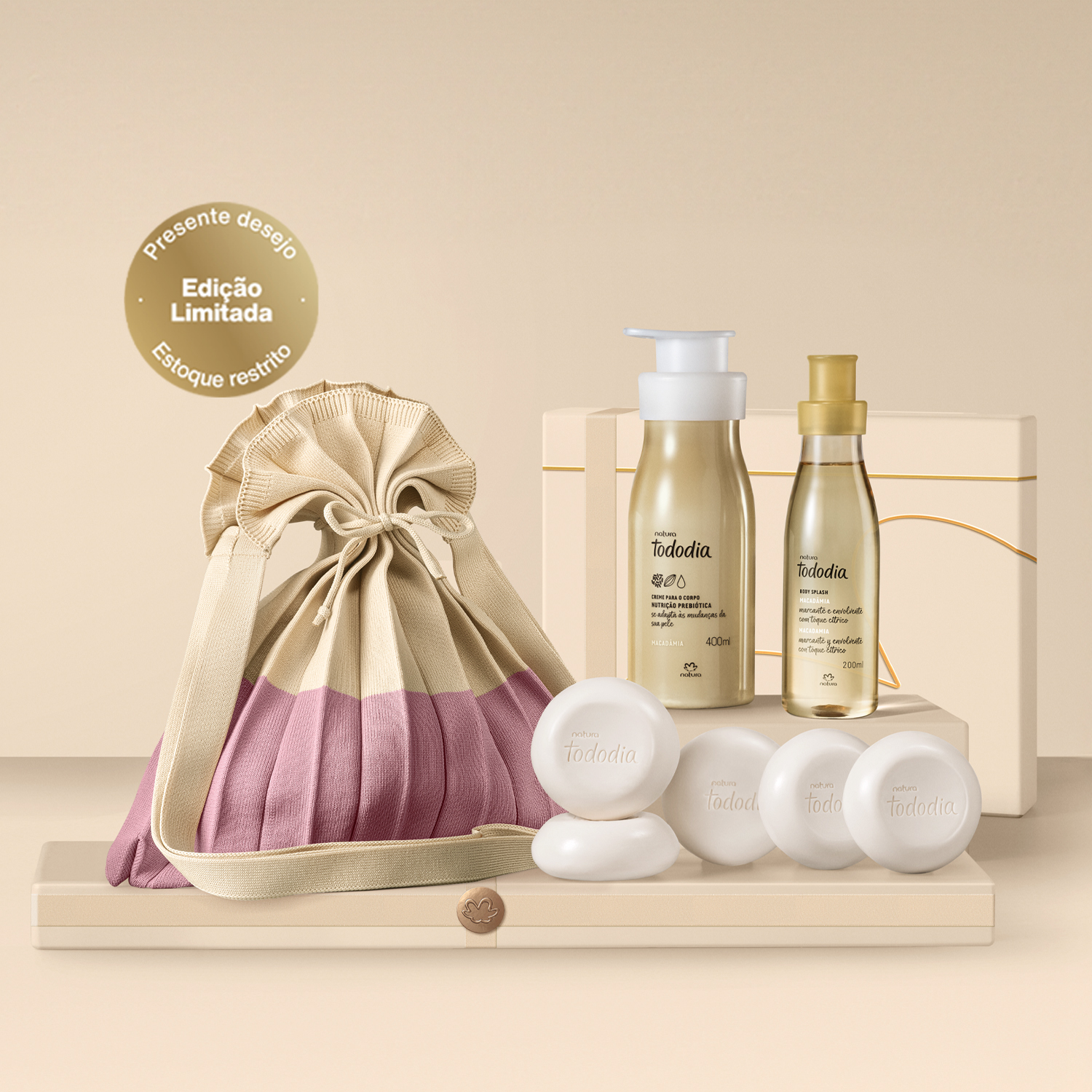 Presente Natura Tododia Macadâmia com Acessório (4 produtos)