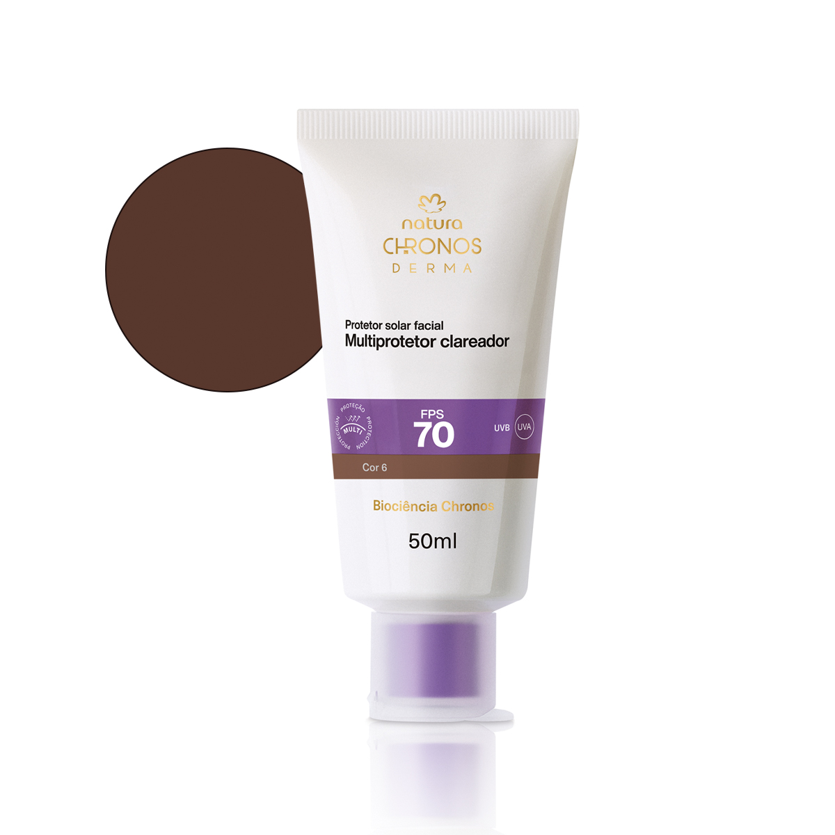 Protetor Solar Facial Multiprotetor Clareador FPS 70 Chronos Derma 50 ml
  