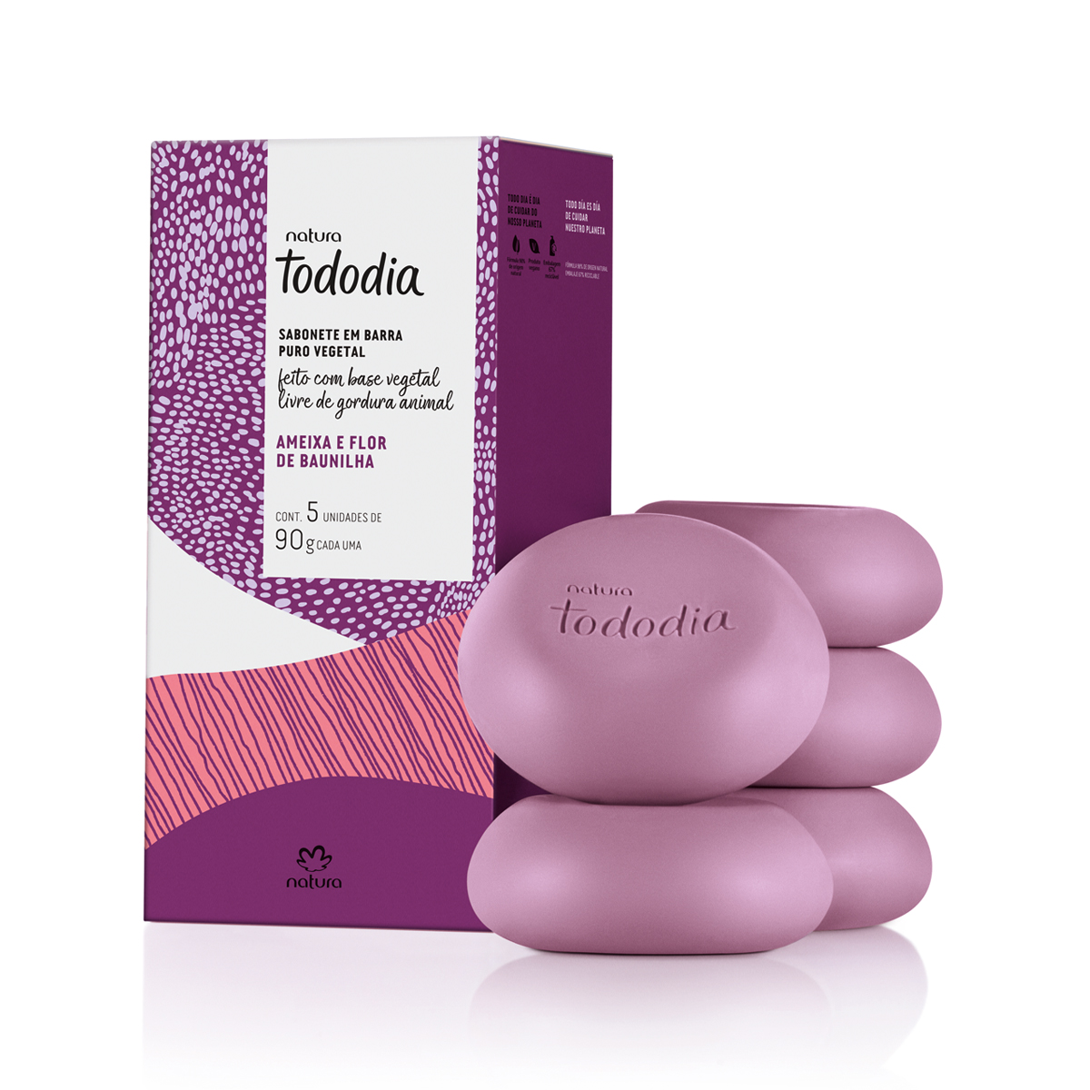 Sabonete em Barra Puro Vegetal Tododia Ameixa e Flor de Baunilha 5 un de 90 g Sabonete em Barra Puro Vegetal Tododia Ameixa e Flor de Baunilha 5 un de 90 g