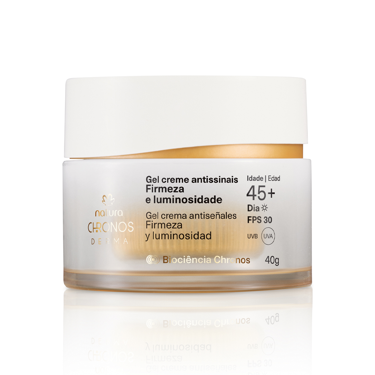 Gel Creme Antissinais Firmeza e Luminosidade 45+ Dia Chronos Derma 40 g