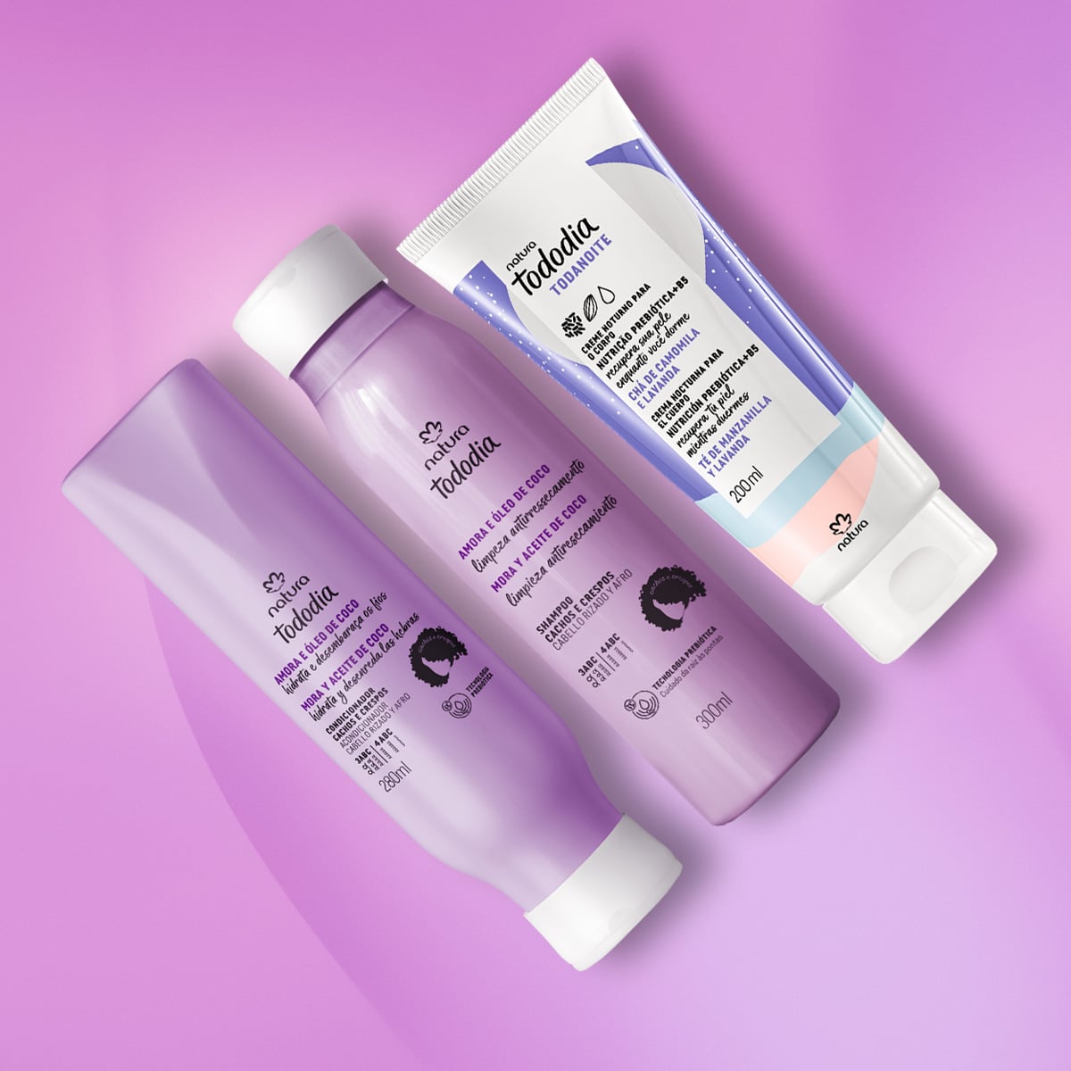 Kit Cuidado Diário Tododia Crespos e Cacheados e Creme Corporal Todanoite