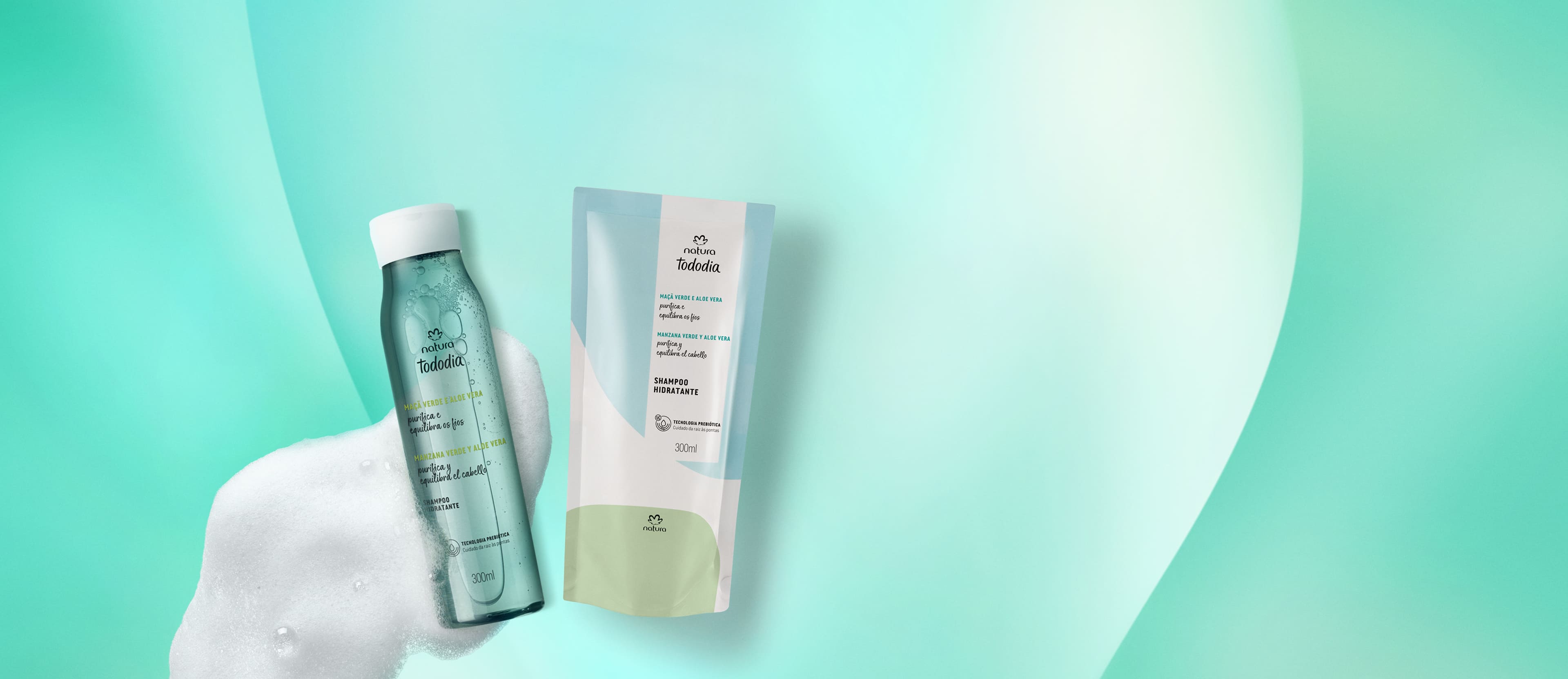 Kit Shampoo Hidratante Tododia Maçã Verde e Aloe Vera com Refil