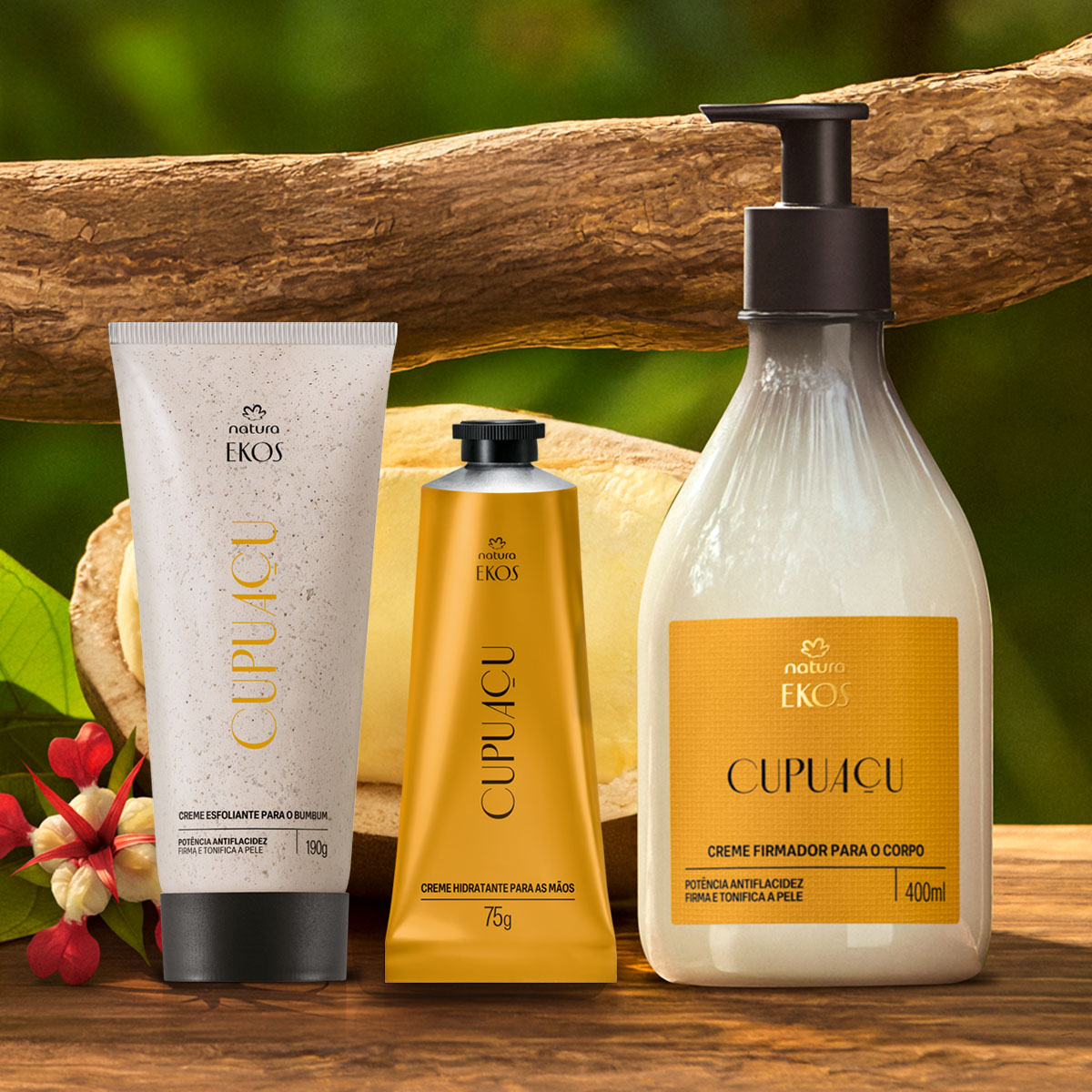 Kit Hidratante, Esfoliante e Creme para as Mãos Ekos Cupuaçu