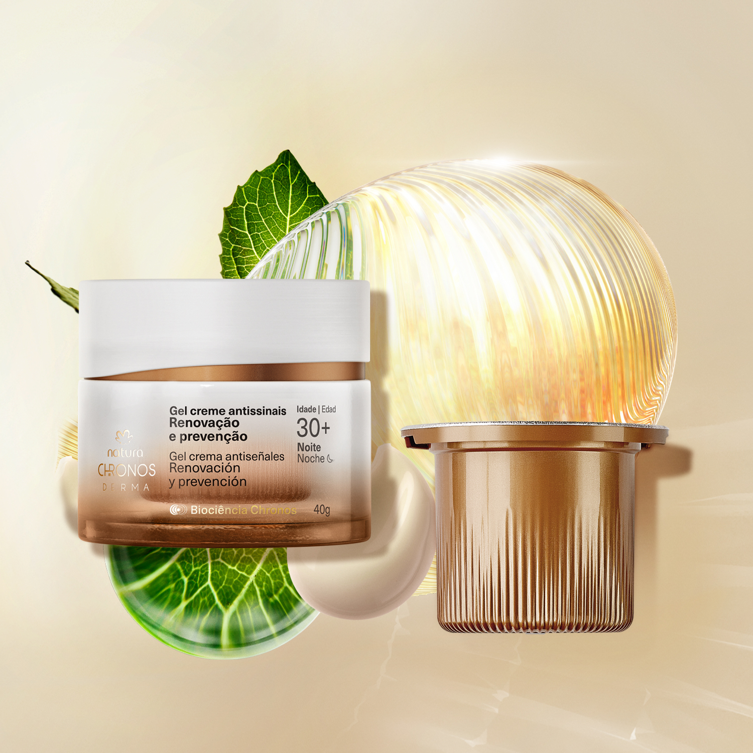 Kit Gel Creme Antissinais 30+ Noite Chronos Derma com Refil