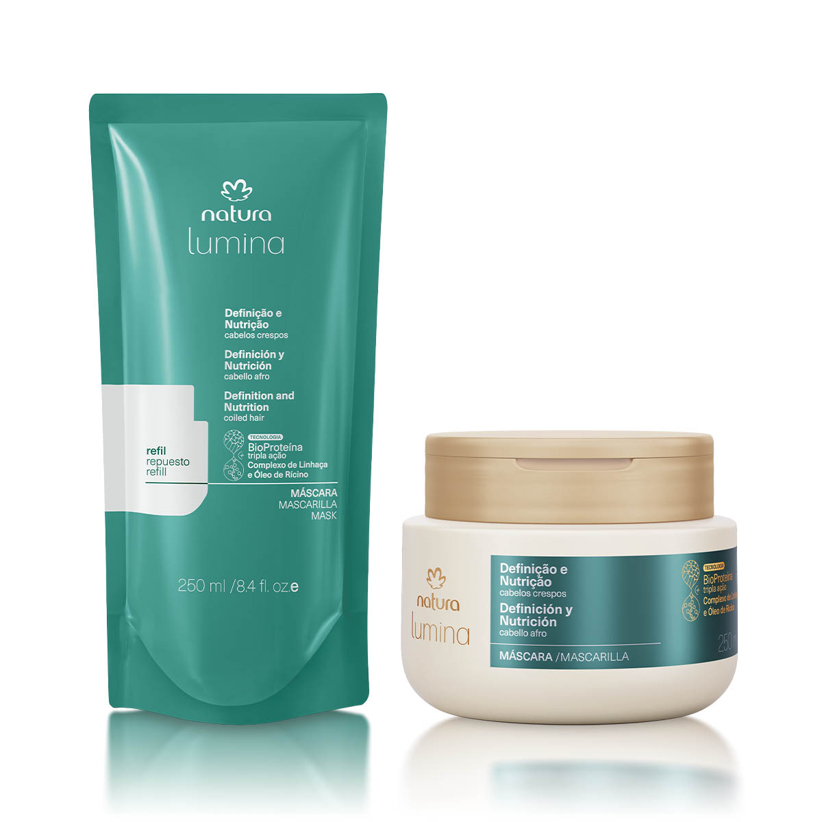 Kit Máscara com Refil Lumina Definição e Nutrição para Cabelos Crespos