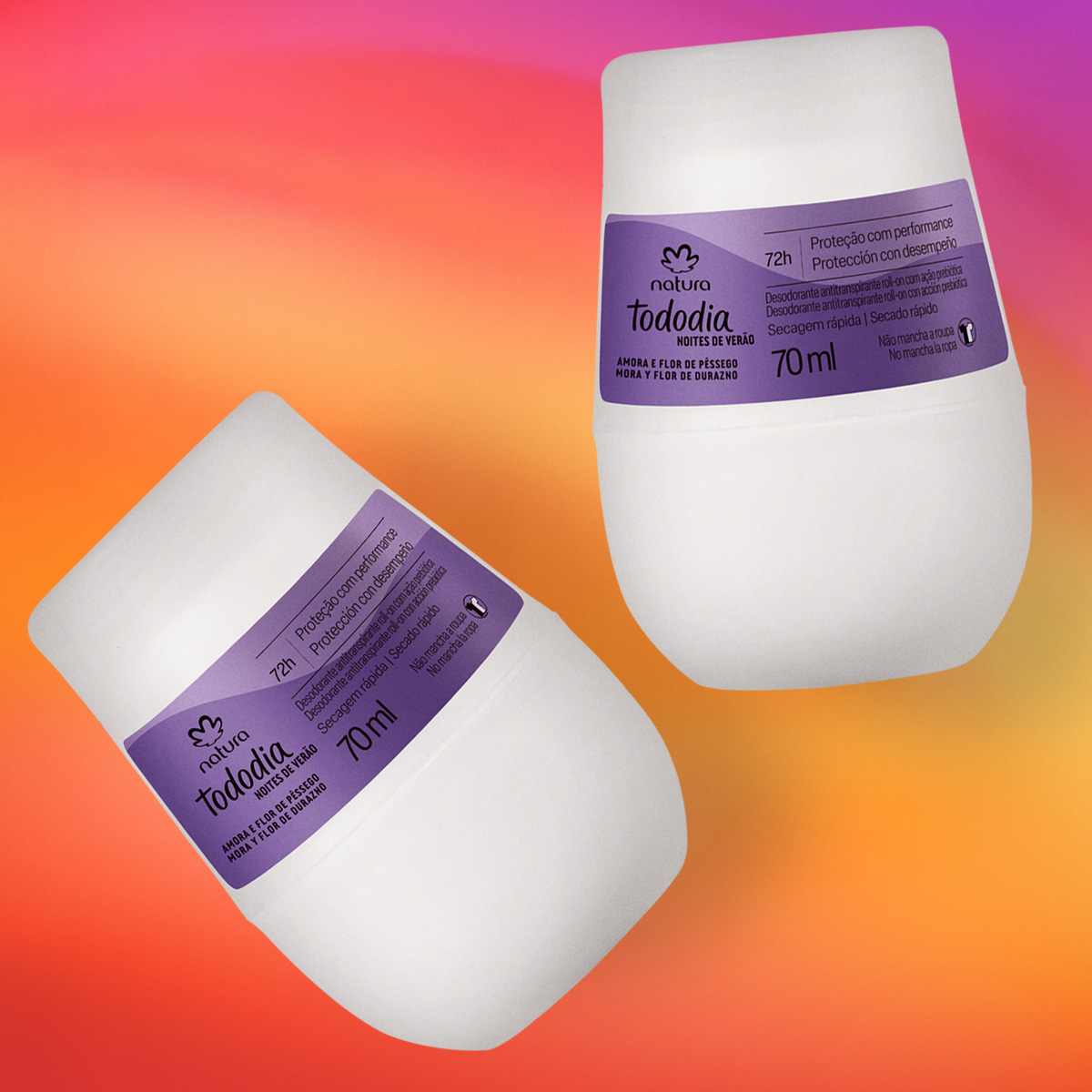 Kit Desodorante Antitranspirante Roll-on Tododia Amora e Flor de Pêssego (2 unidades)