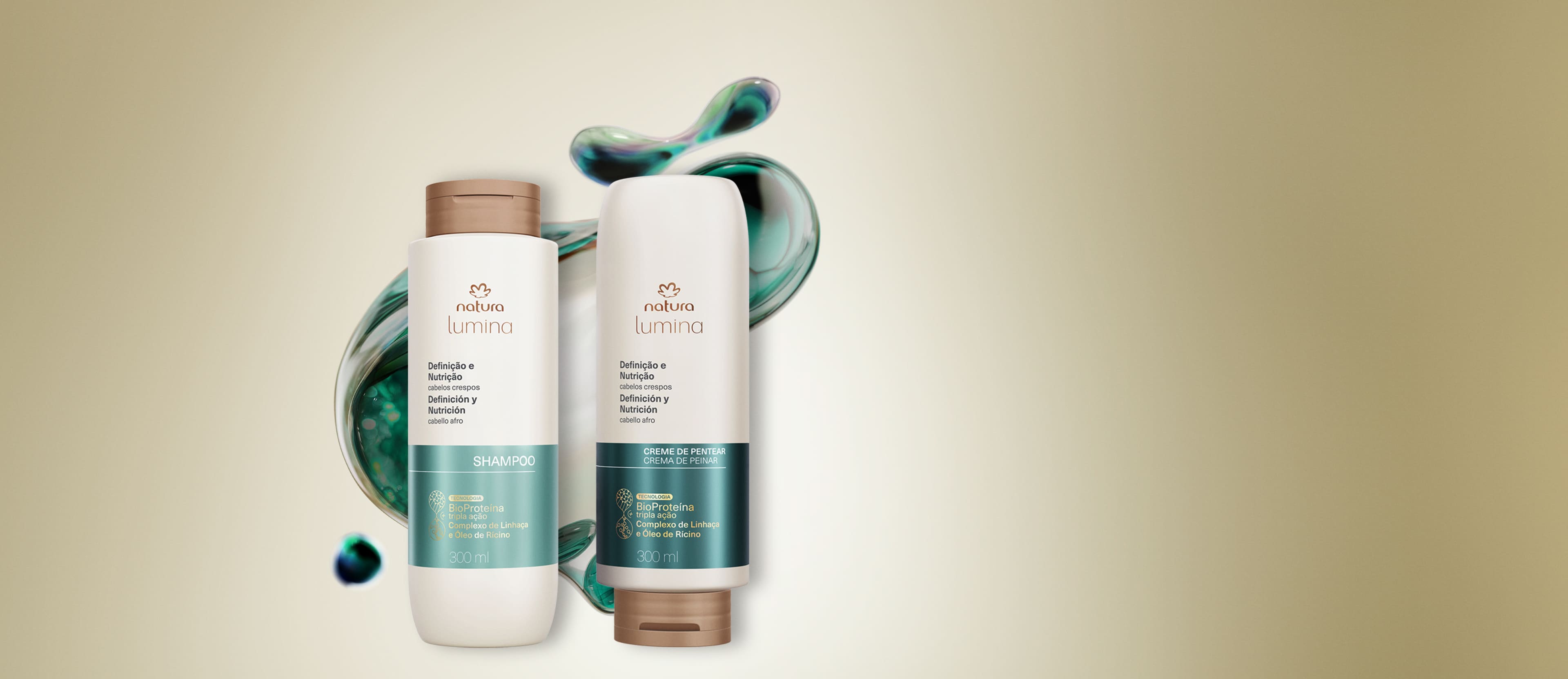 Kit Shampoo e Creme de Pentear Definição e Nutrição para Cabelos Crespos Lumina