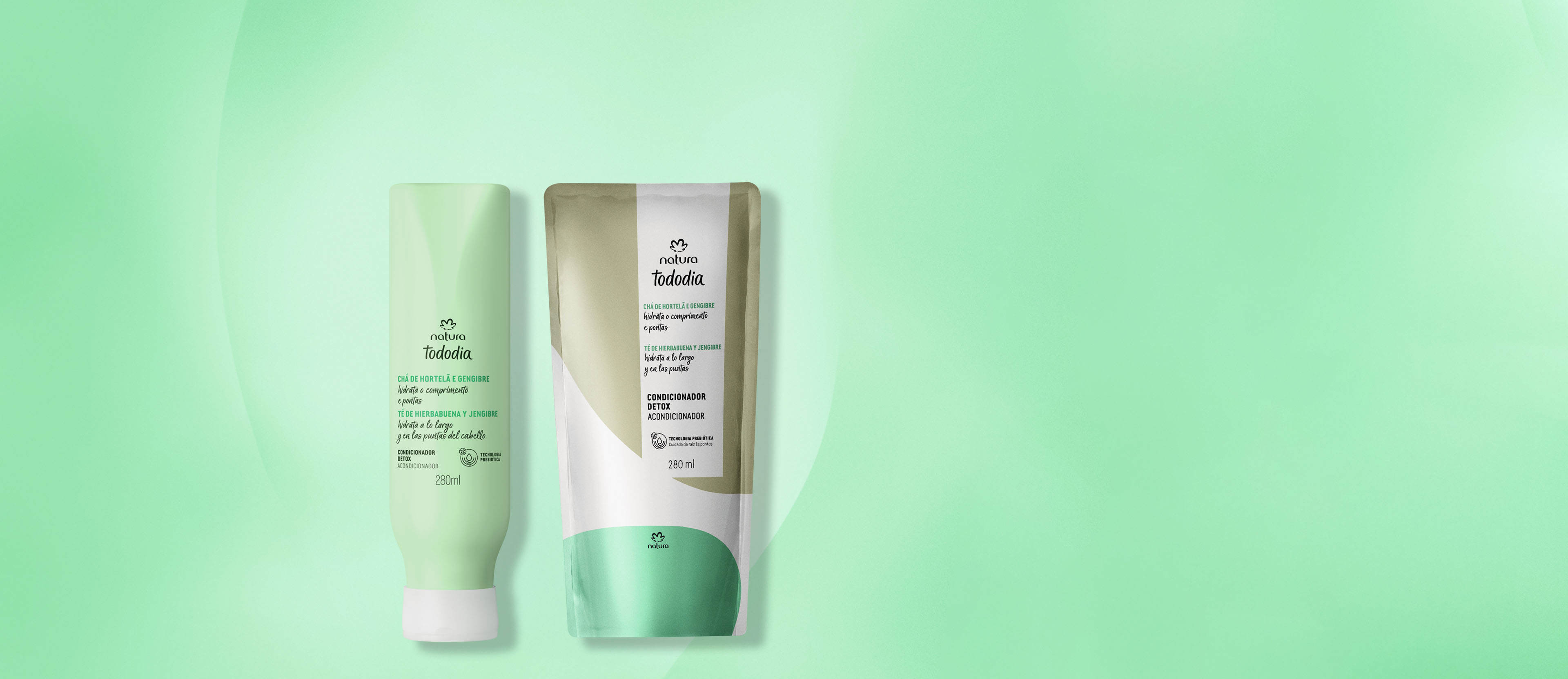 Kit Condicionador Detox Tododia Chá de Hortelã e Gengibre com Refil