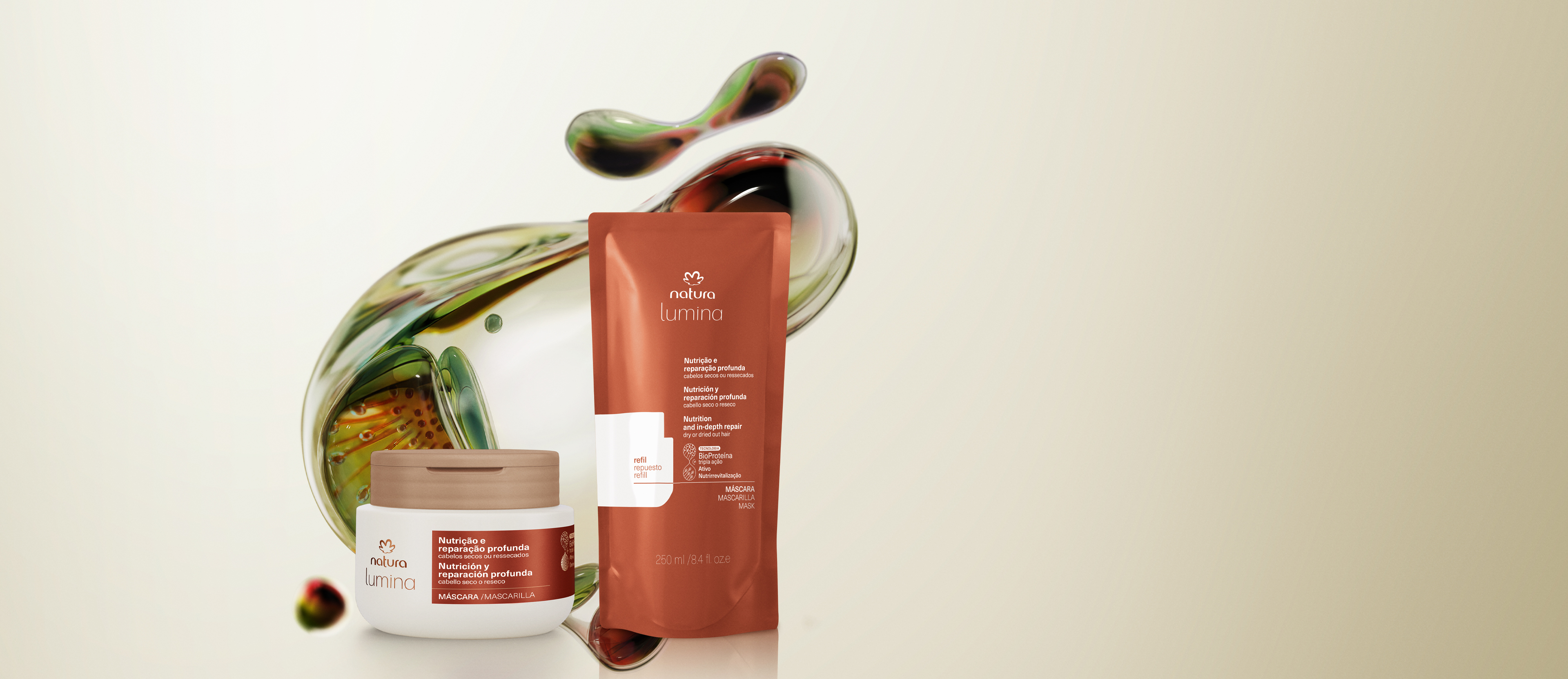 Kit Máscara Nutrição e Reparação Profunda Lumina com Refil (2 produtos)