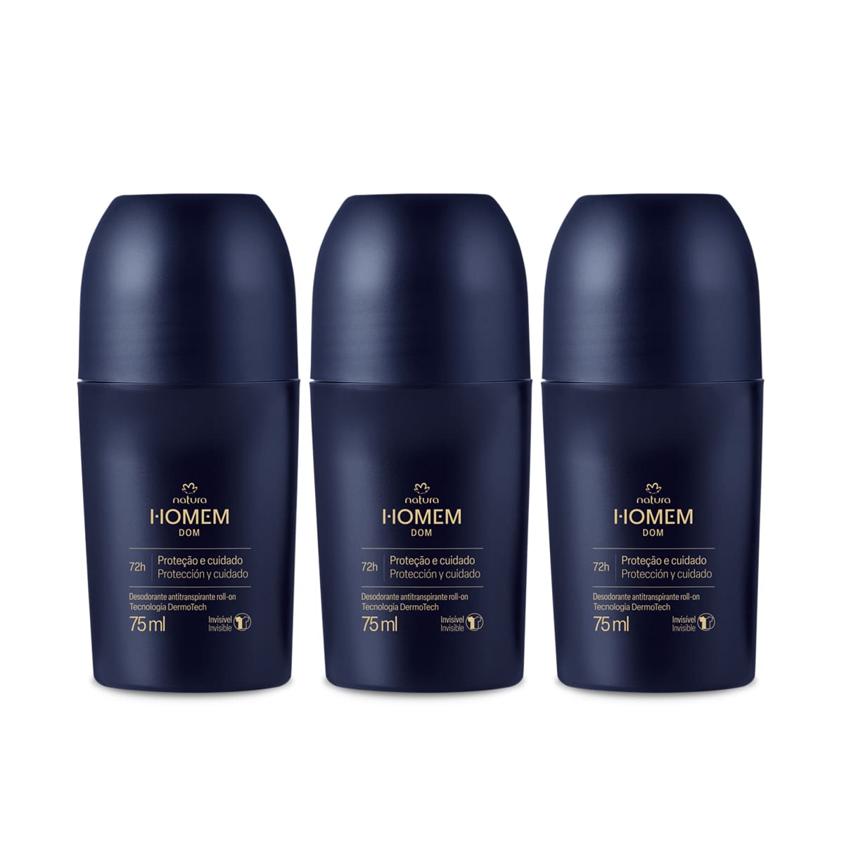 Kit Desodorante Antitranspirante Roll-On Natura Homem Dom (3 unidades)