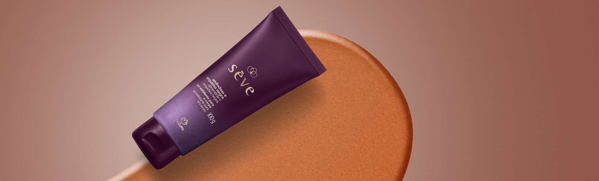 Sabonete Líquido Esfoliante em Gel para o Corpo Sève Amêndoas e Orquídea Negra 100 ml