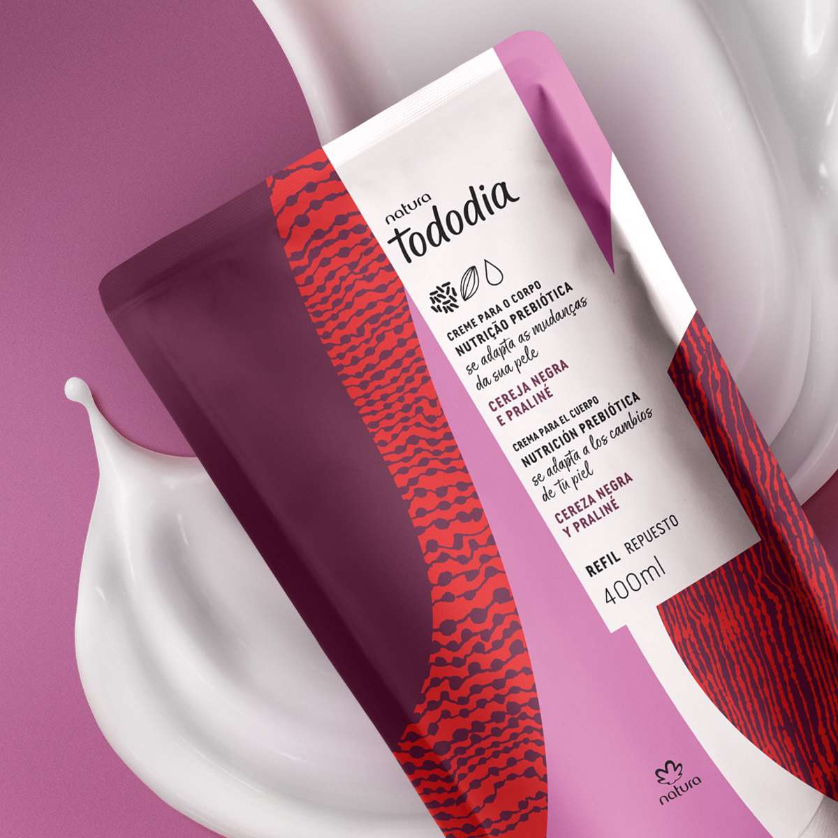 Refil Creme Desodorante Nutritivo para o Corpo Tododia Cereja Negra e Praliné