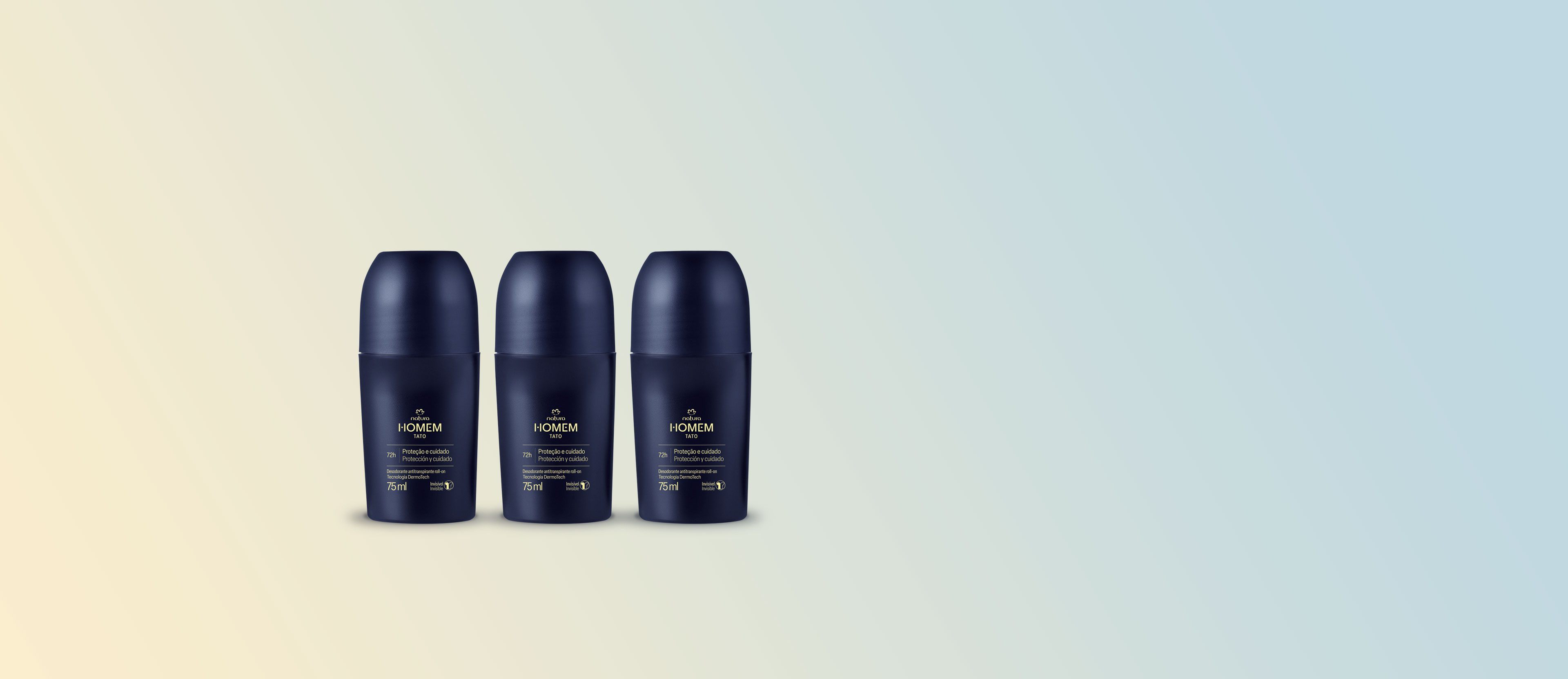 Kit Desodorante Antitranspirante Roll-On Natura Homem Tato (3 unidades)