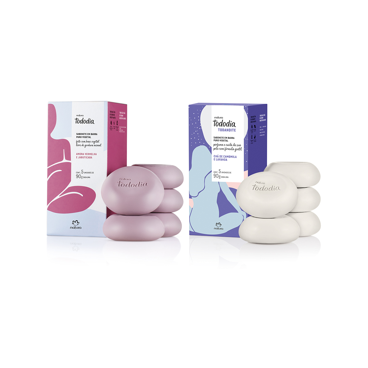 Kit Sabonete em Barra Tododia Amora Vermelha e Jabuticaba e Tododia Chá de Camomila e Lavanda (2 caixas)