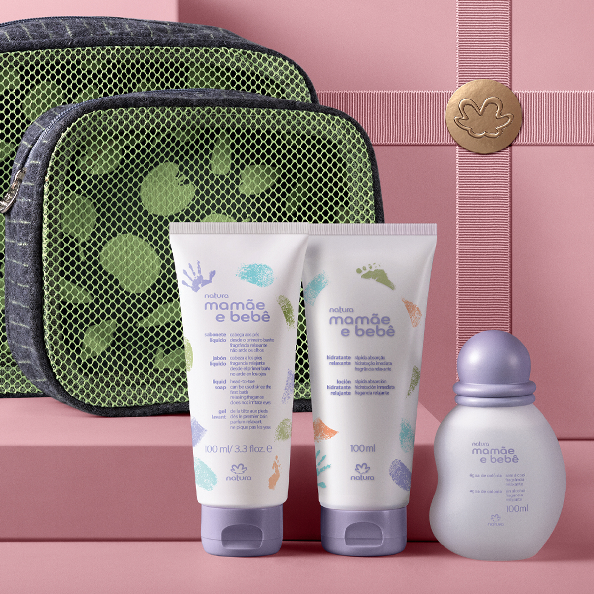 Presente Natura Mamãe e Bebê Relaxante
com Nécessaire (5 produtos)