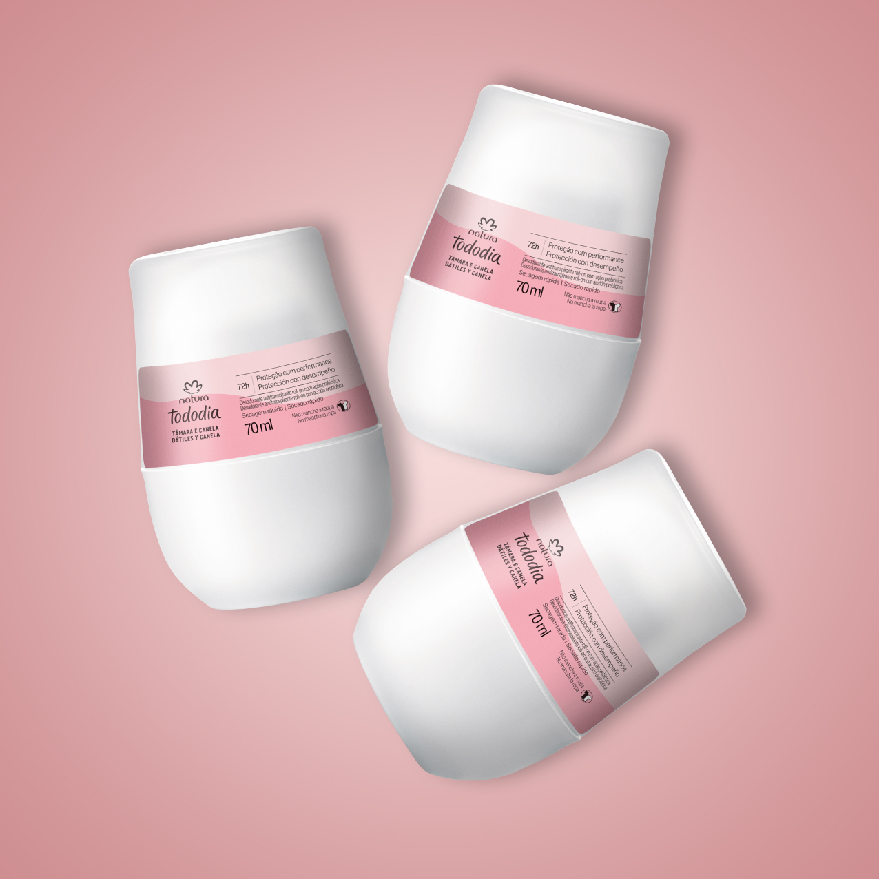 Kit Desodorante Antitranspirante Roll-on Tâmara e Canela (3 unidades)