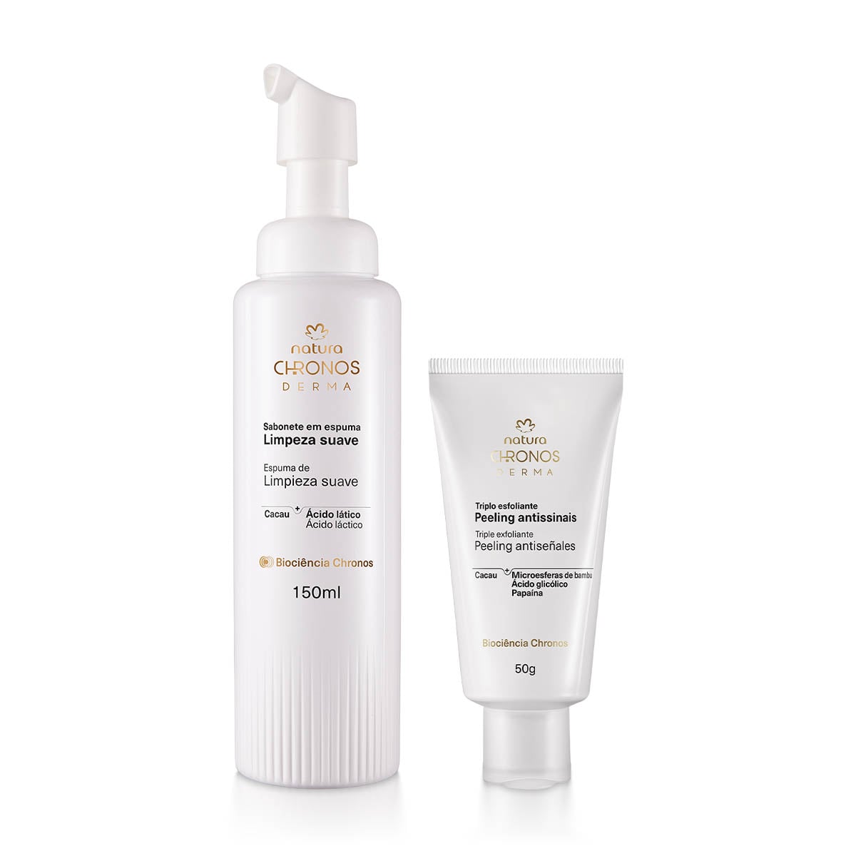 Kit Sabonete em Espuma e Triplo Esfoliante Antissinais Chronos Derma