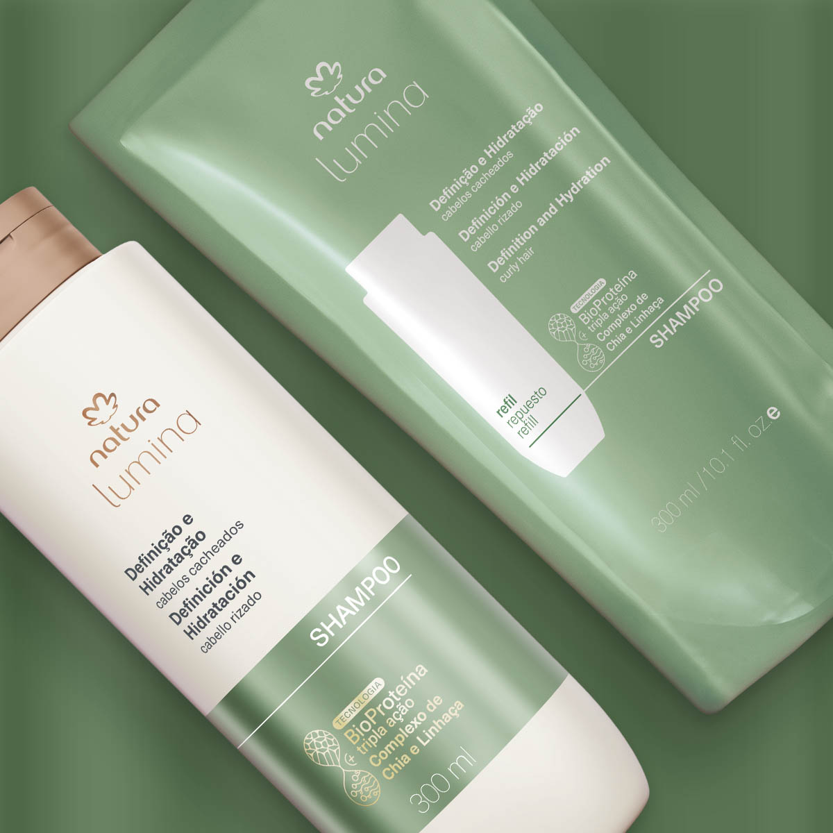 Kit Shampoo com Refil Lumina Definição e Hidratação de Cabelos Cacheados