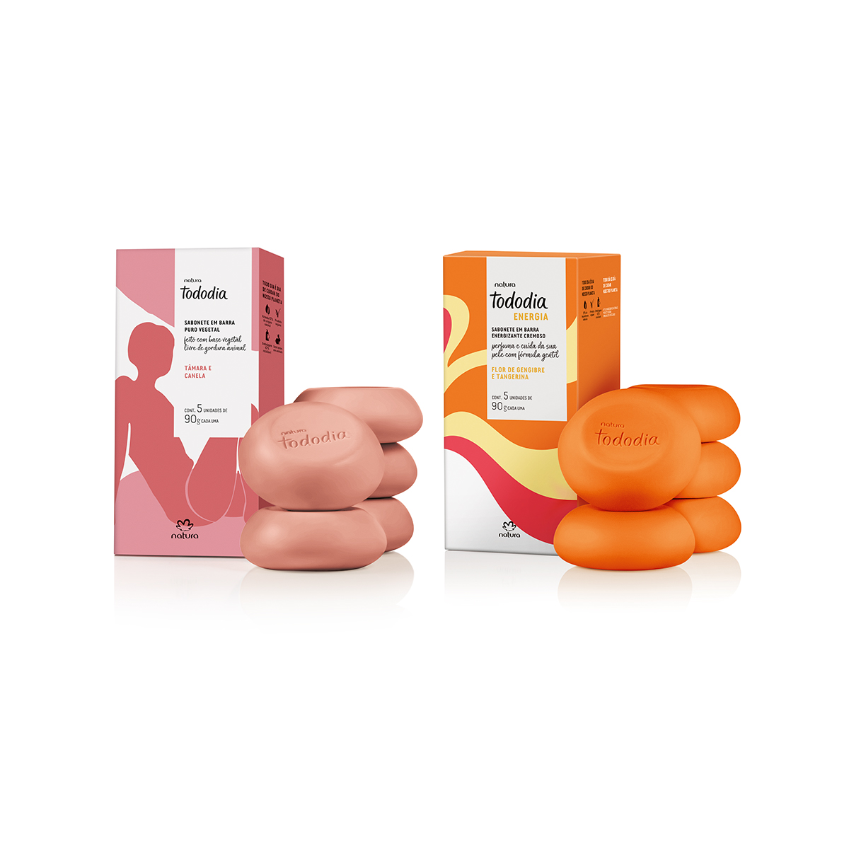 Kit Sabonete em Barra Tododia Flor de Gengibre e Tangerina e Tododia Tâmara e Canela (2 caixas)