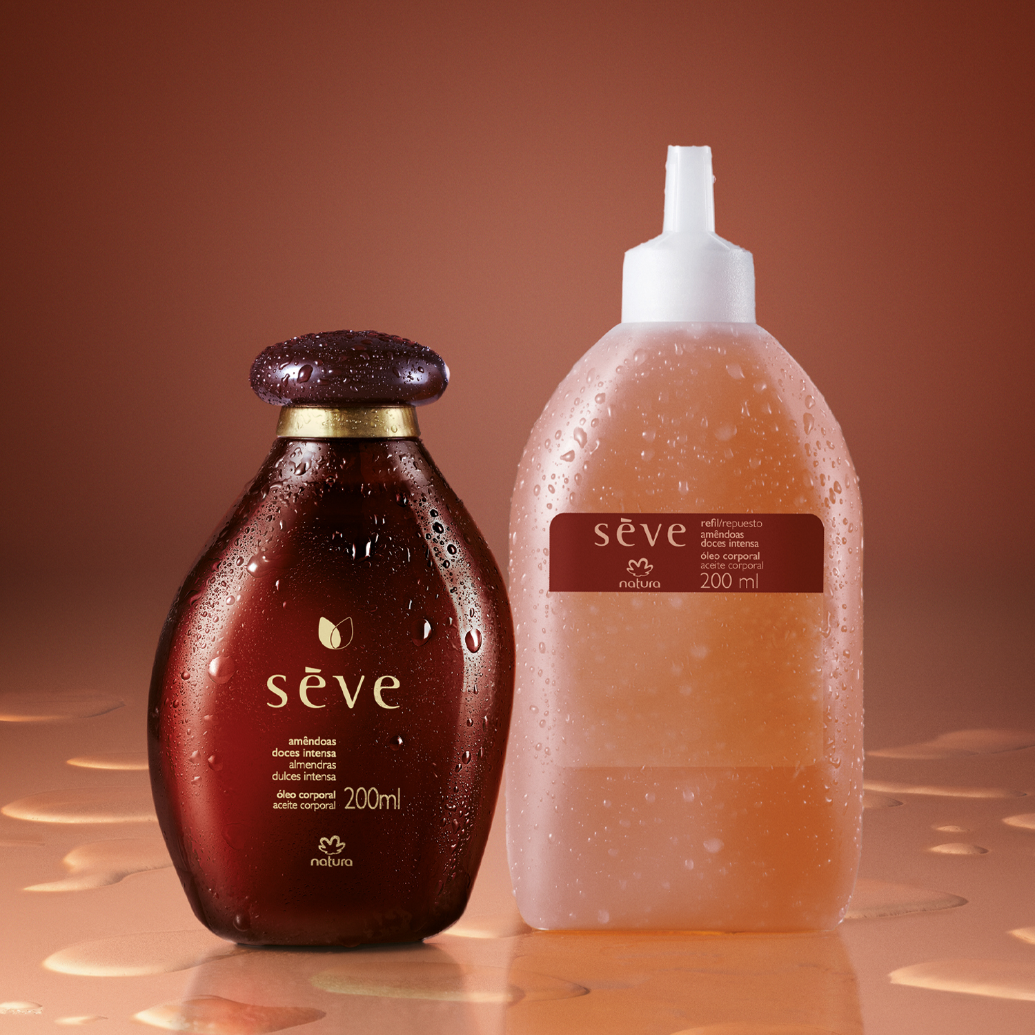 Kit Óleo Desodorante Corporal Sève Amêndoas Doces Intensa com Refil (2 produtos)