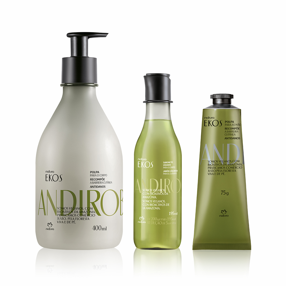 Kit Ekos Andiroba Sabonete Líquido e Hidratante Corpo e Mãos (3 produtos)