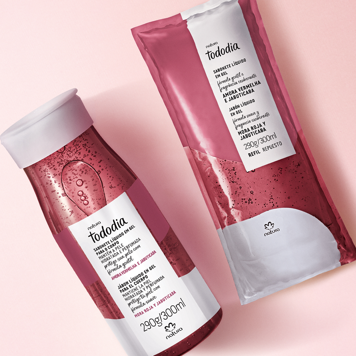 Kit Sabonete Líquido Gel Tododia Amora Vermelha e Jabuticaba com Refil (2 produtos)