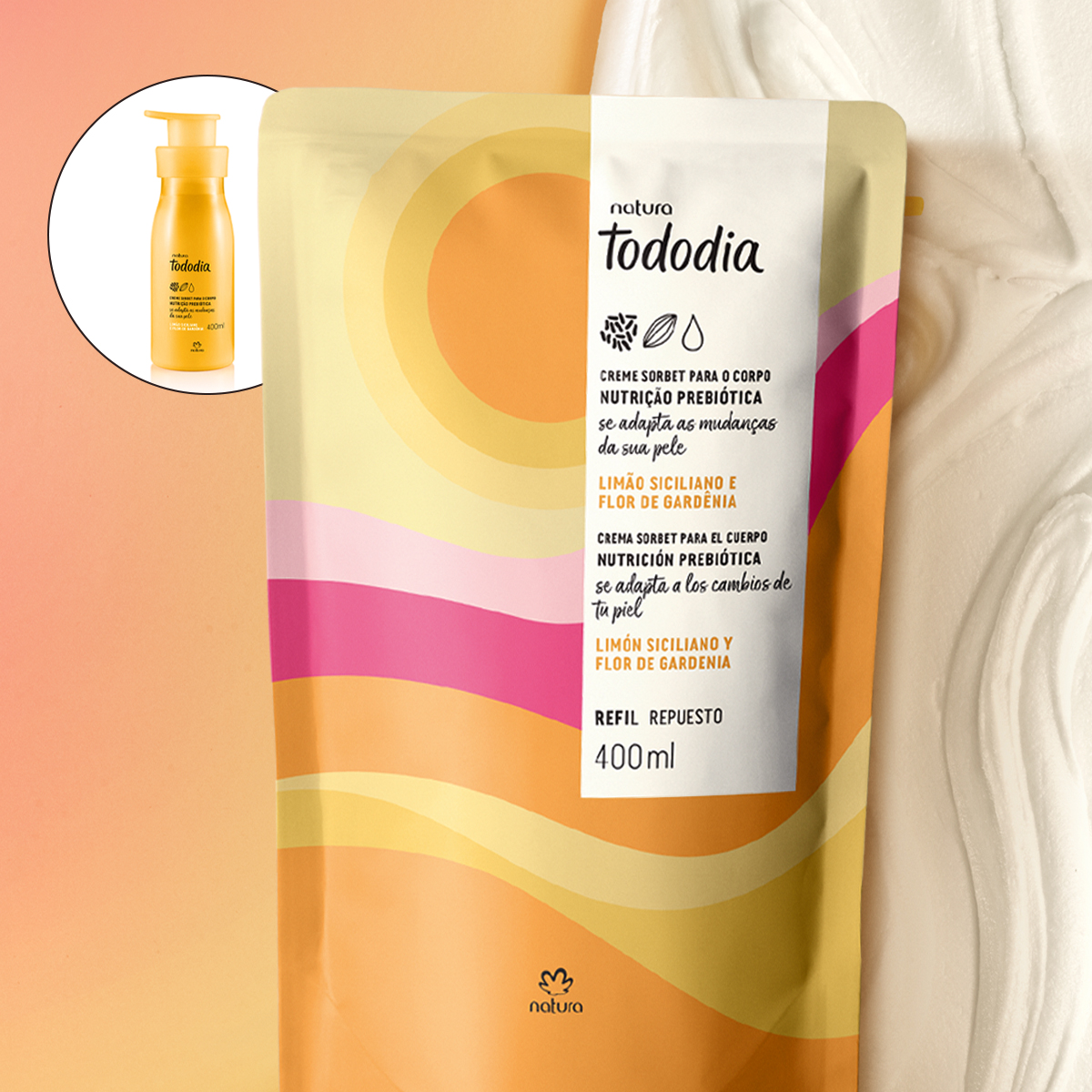 Refil Creme Desodorante Nutritivo Tododia Limão Siciliano e Flor de Gardênia