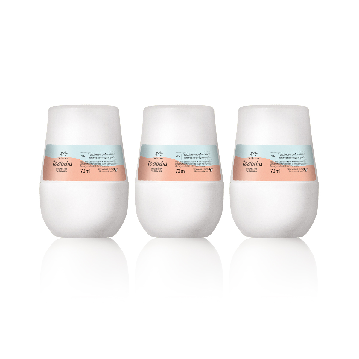 Kit Desodorante Antitranspirante Roll-on Tododia Macadâmia (3 unidades)