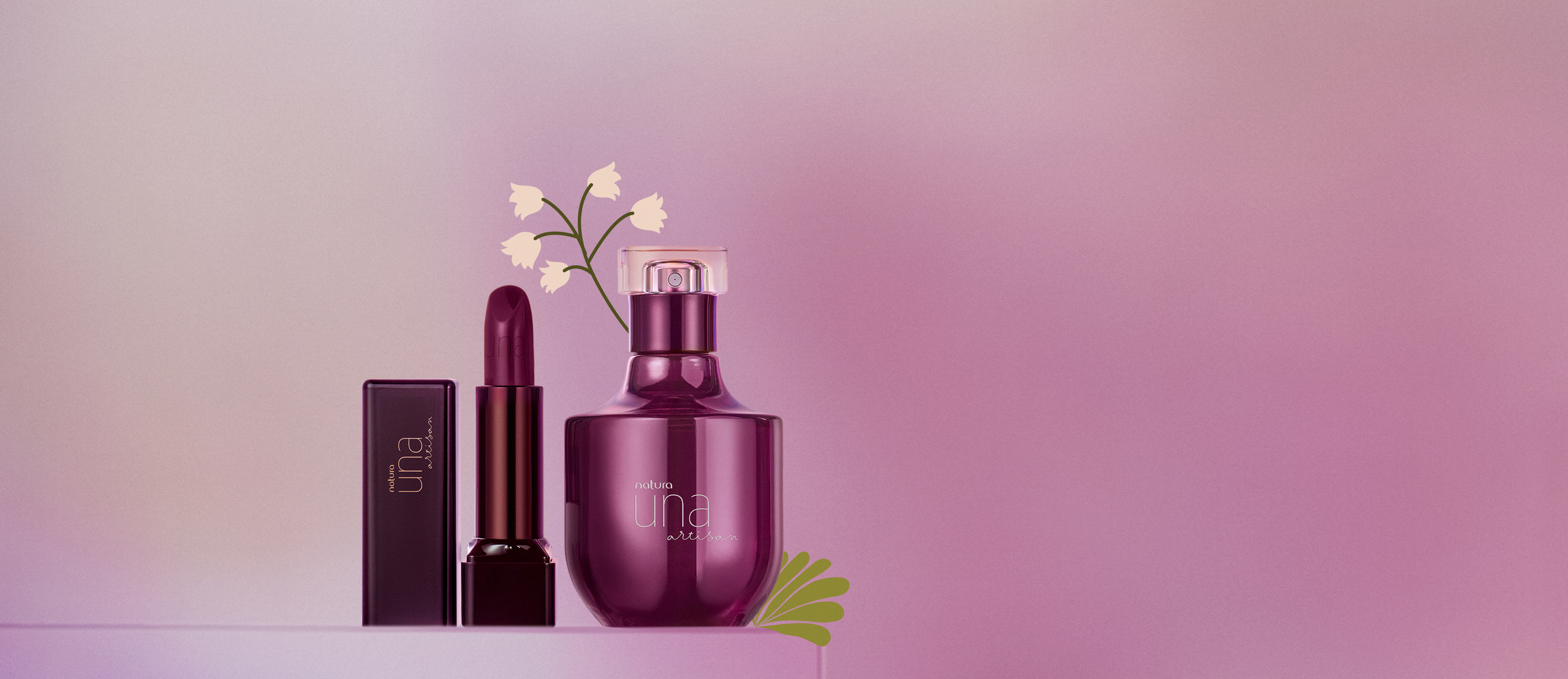 Kit Una Artisan Deo Parfum e Batom Roxo