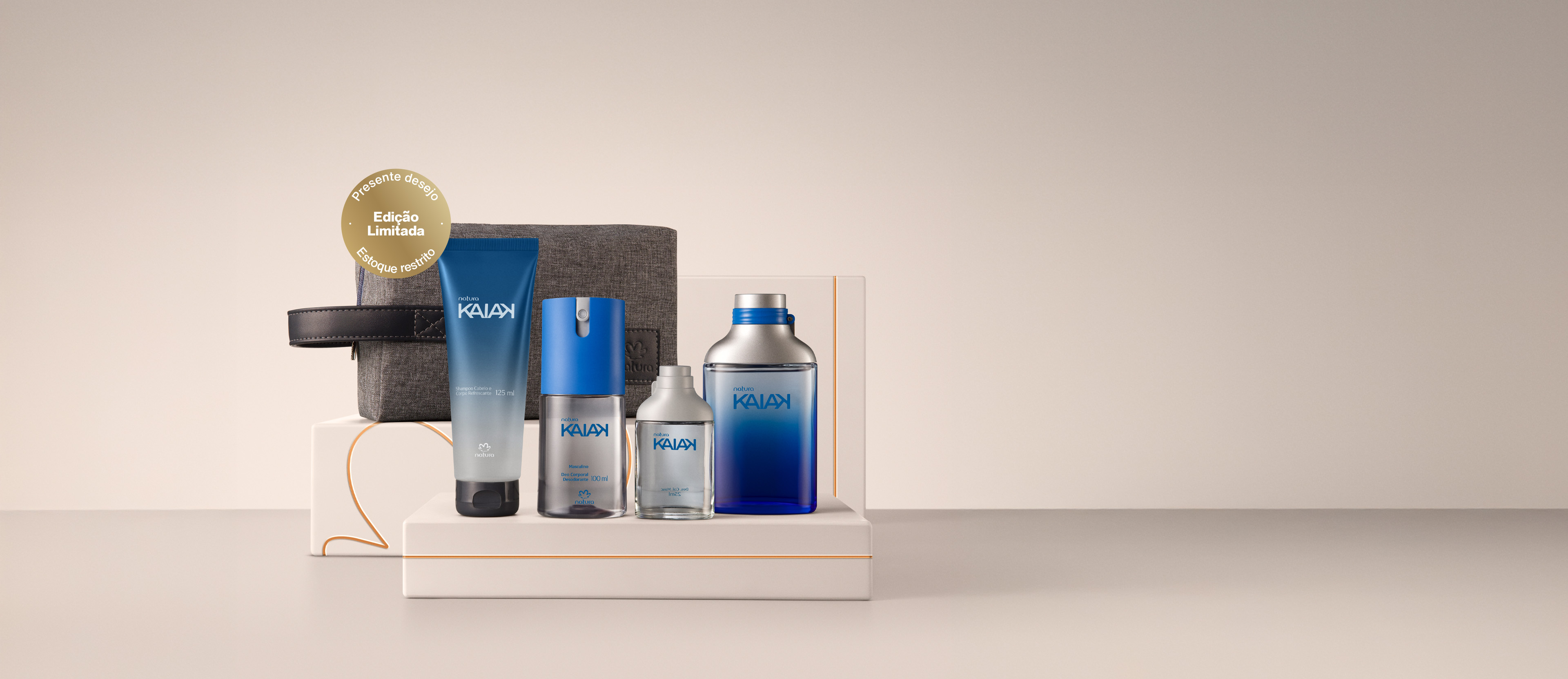 Presente Natura Kaiak Masculino Completo com Nécessaire (5 produtos)