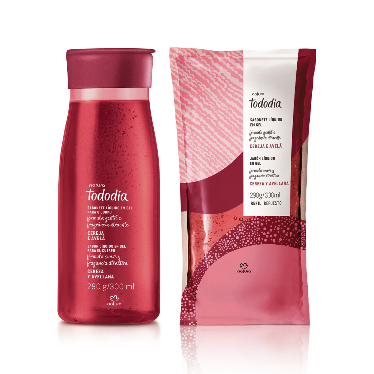 Kit Sabonete Líquido em Gel Tododia Cereja e Avelã com Refil
  