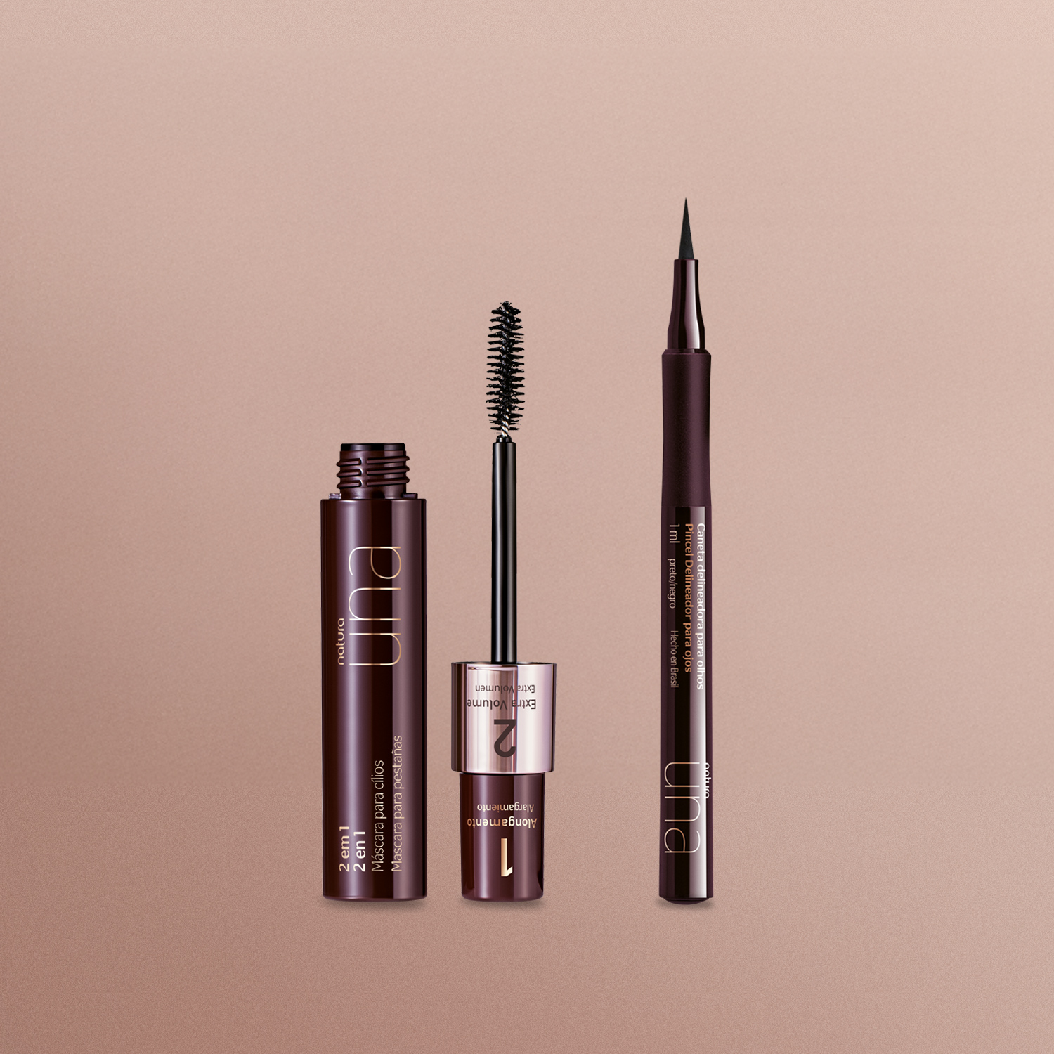 Kit Una Caneta Delineadora Preta e Máscara para Cílios 2 em 1 (2 produtos)