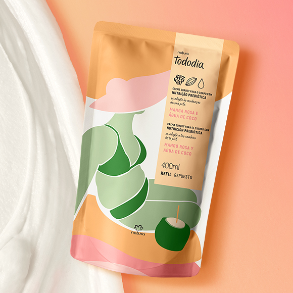Refil Creme Sorbet Desodorante Nutritivo Para o Corpo Tododia Manga Rosa e Água De Coco
