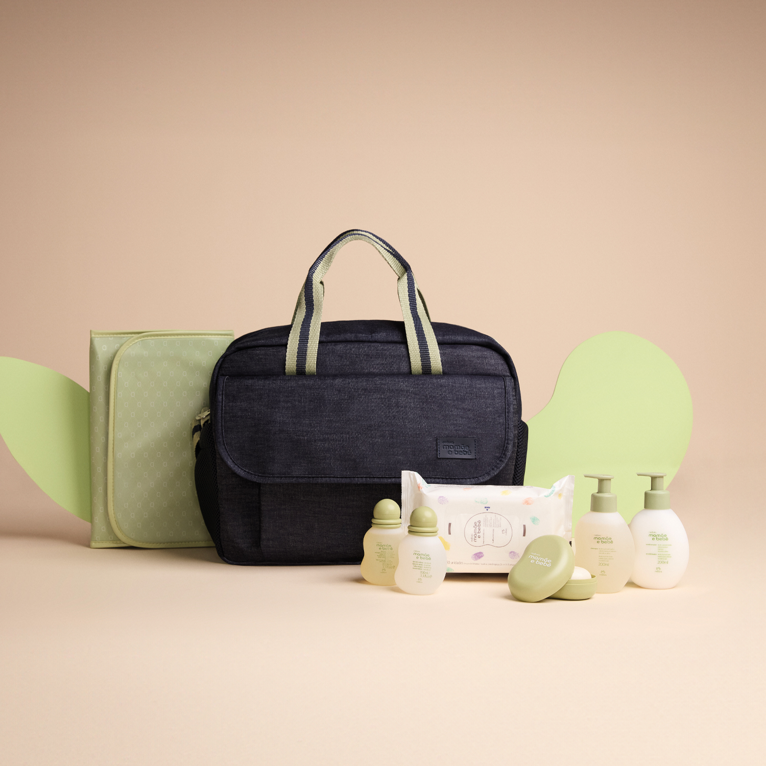 Conjunto Mamãe e Bebê com bolsa e trocador (7 produtos)