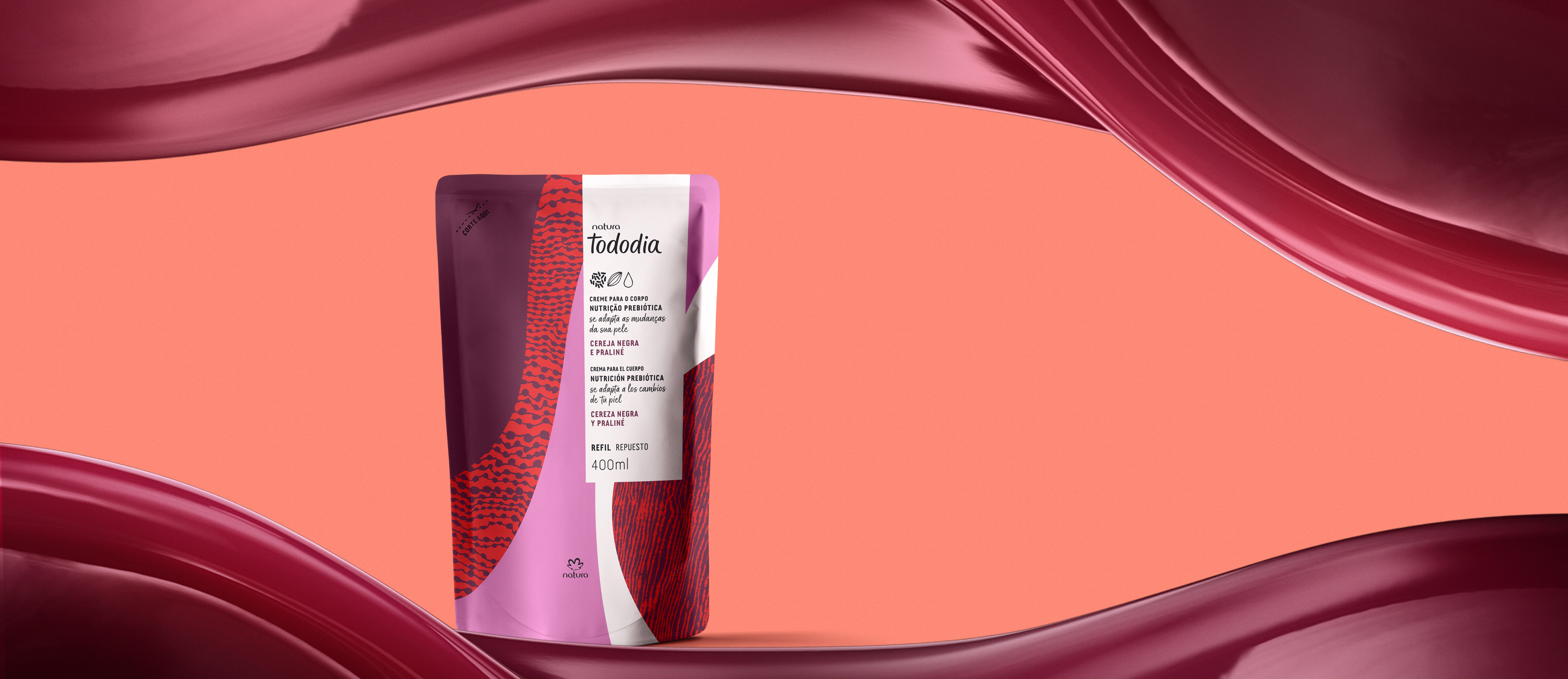 Refil Creme Desodorante Nutritivo para o Corpo Tododia Cereja Negra e Praliné