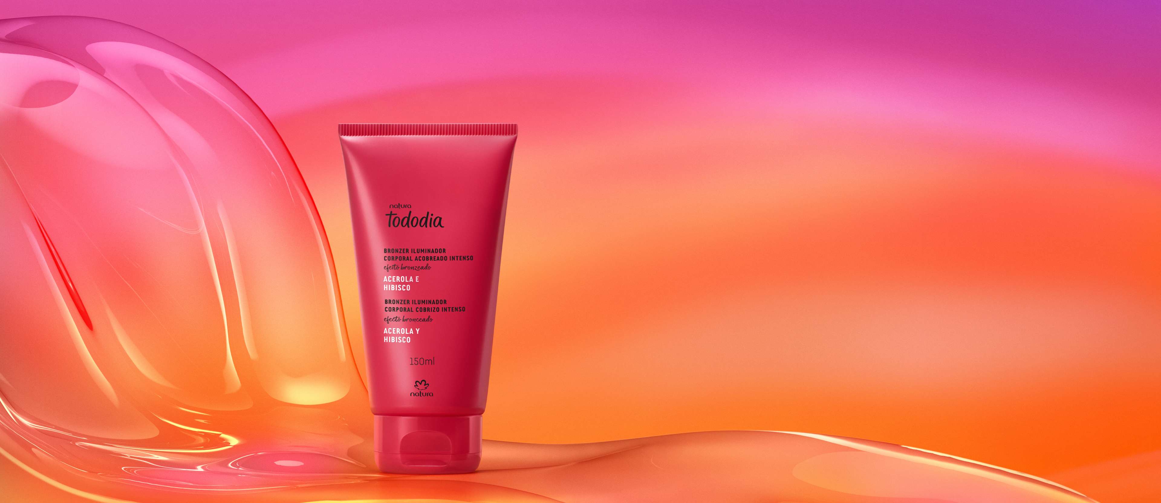 Bronzer Iluminador Corporal Dourado Suave Tododia Acerola e Hibisco