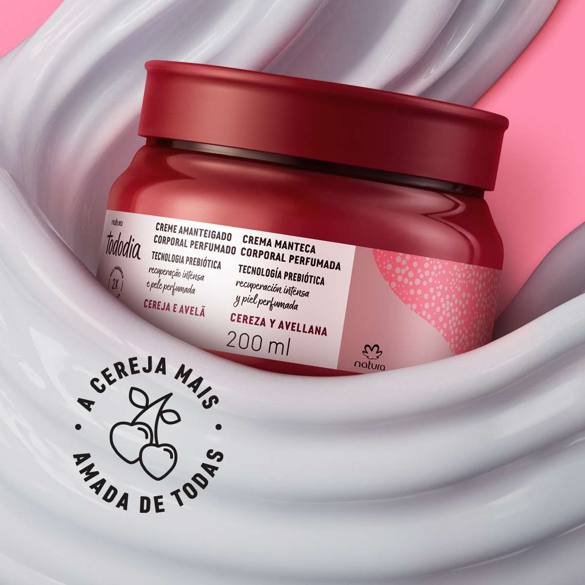 Creme Amanteigado Corporal Perfumado Tododia Cereja e Avelã