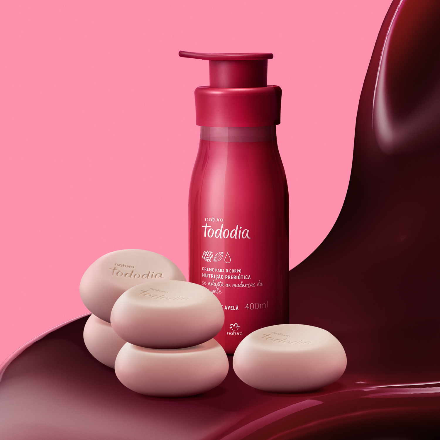 Kit Sabonetes e Creme Nutritivo Tododia Cereja e Avelã (2 produtos)