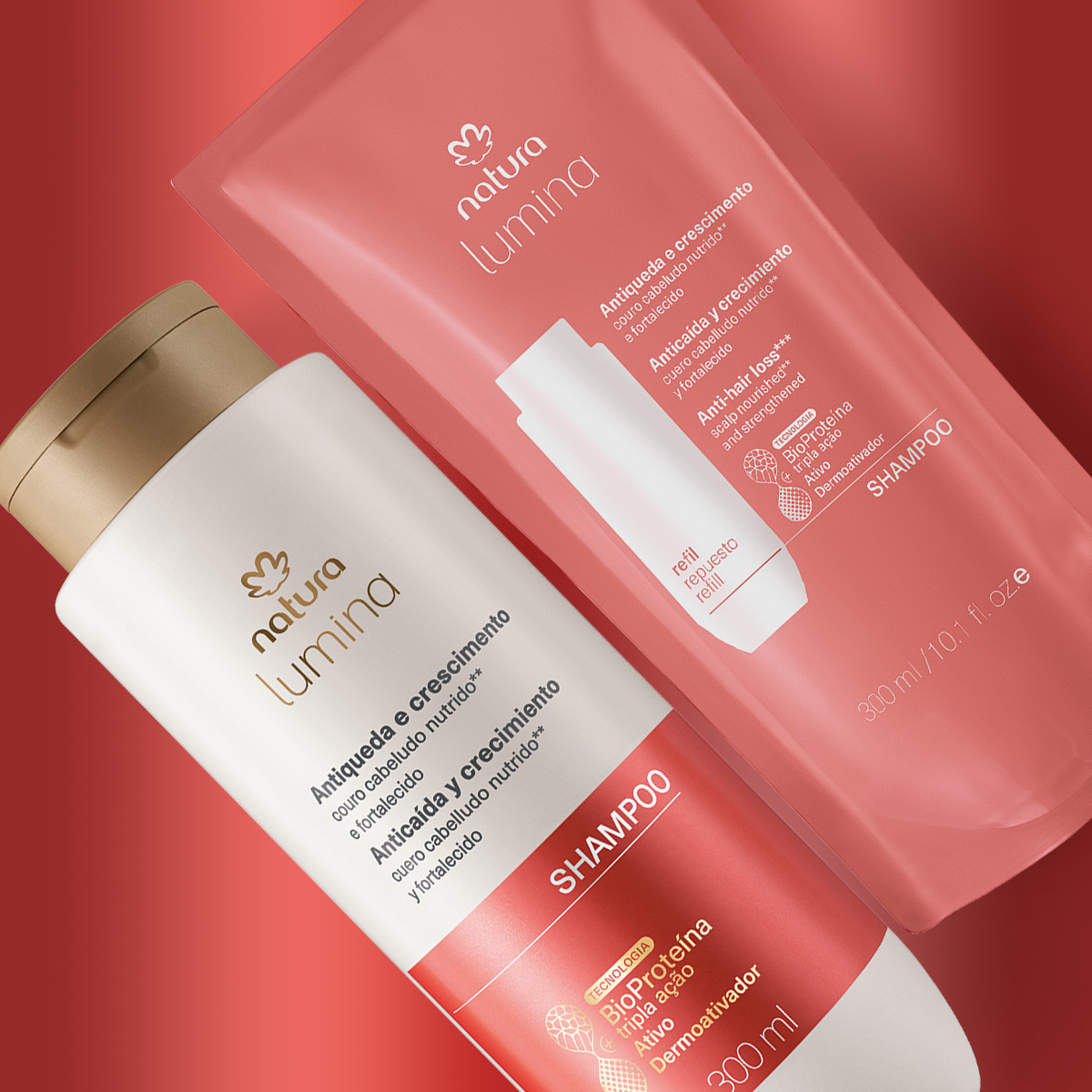 Kit Shampoo Antiqueda e Crescimento Lumina com Refil