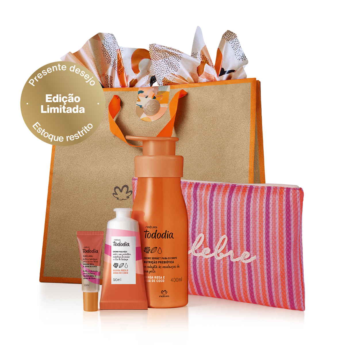 Presente Natura Tododia Manga Rosa e Água de Coco com Acessório (4 produtos)