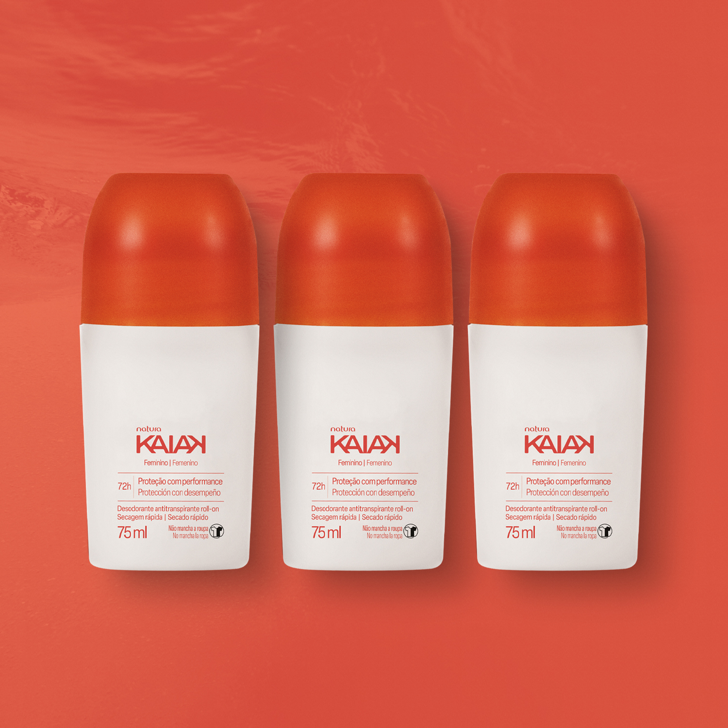 Kit Desodorante Antitranspirante Roll-on Kaiak Feminino (3 unidades)