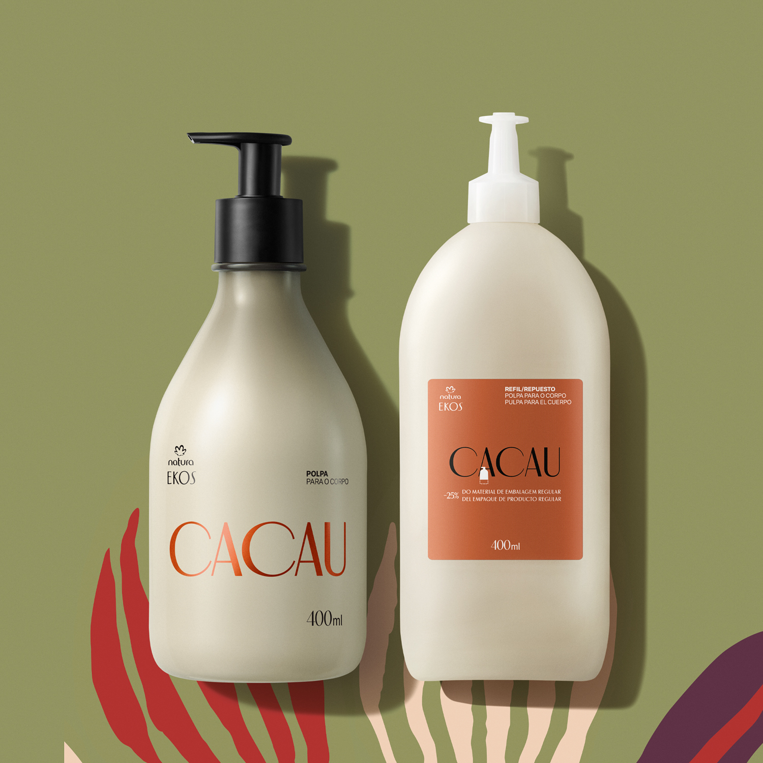 Kit Polpa Desodorante Hidratante para o Corpo Ekos Cacau com Refil