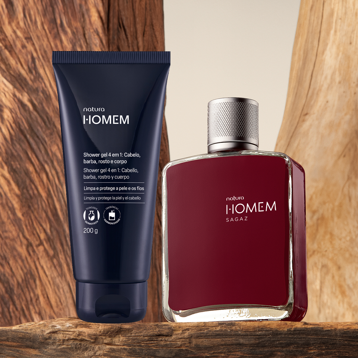Kit Shower Gel 4 em 1 e Deo Parfum Natura Homem Sagaz