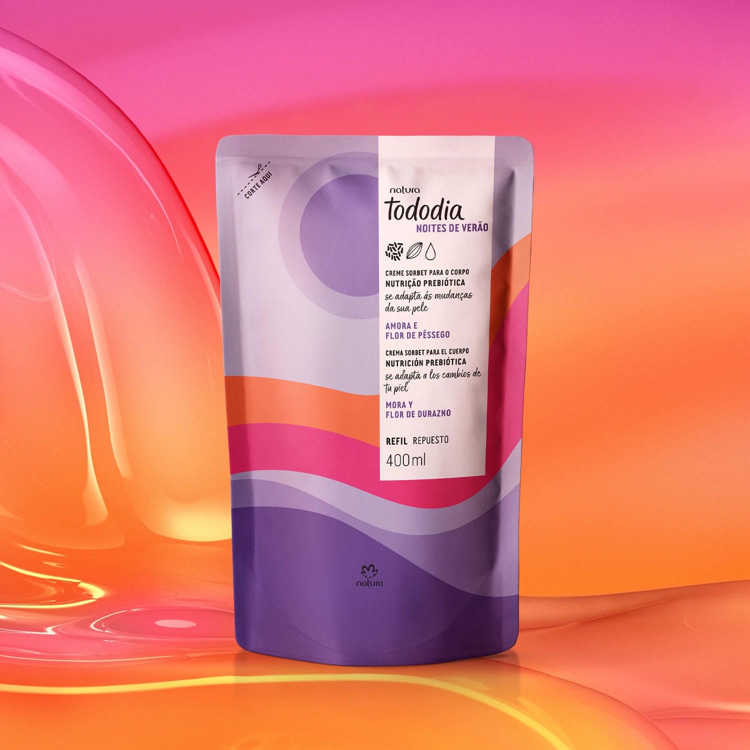 Refil Creme Sorbet Desodorante Nutritivo para o Corpo Tododia Amora e Flor de Pêssego