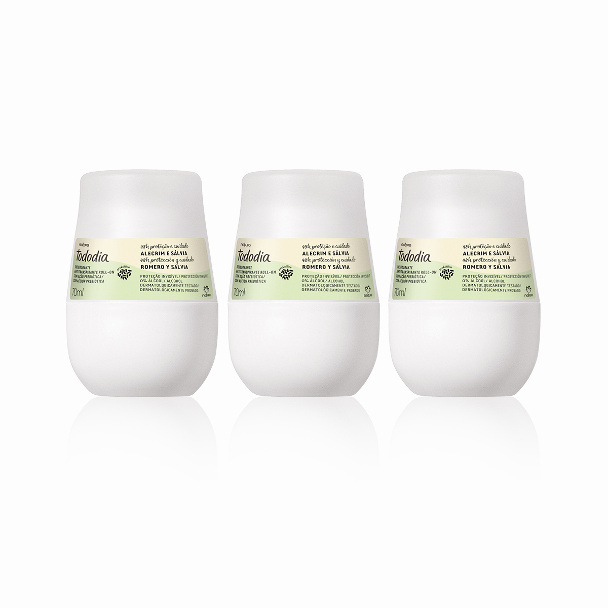 Kit Desodorante Antitranspirante Roll-on Tododia Alecrim e Sálvia (3 unidades) Kit Desodorante Antitranspirante Roll-on Tododia Alecrim e Sálvia (3 unidades)