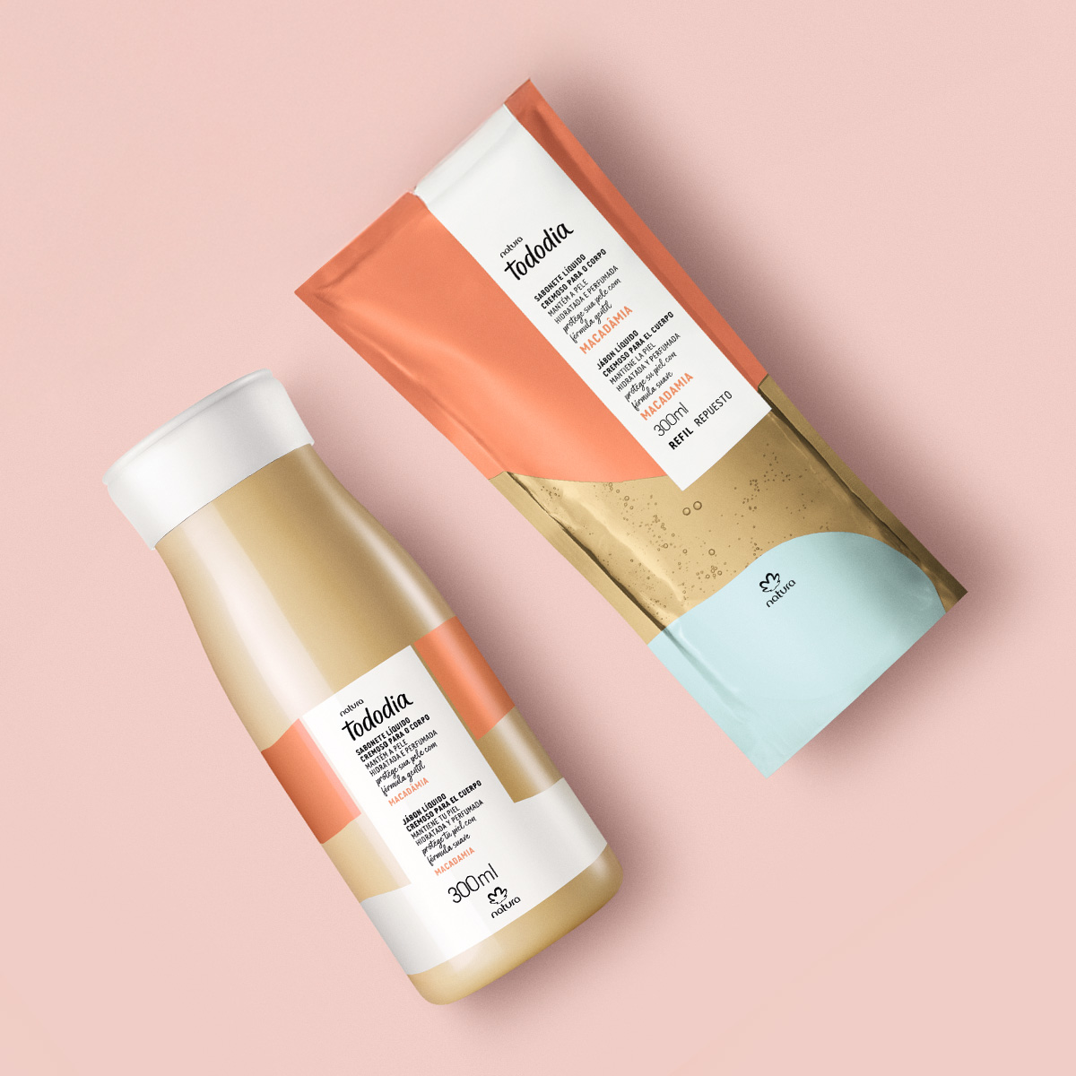 Kit Sabonete Líquido Cremoso para o Corpo com Refil Tododia Macadâmia (2 produtos)