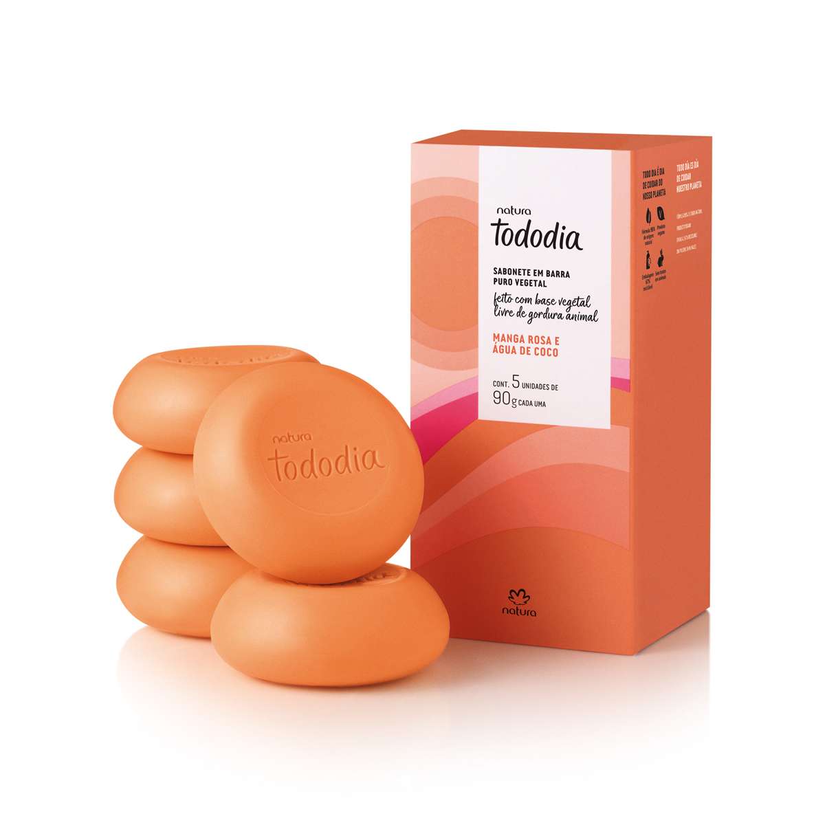 Sabonete em Barra Puro Vegetal Tododia Manga Rosa e Água de Coco 5 un de 90 g