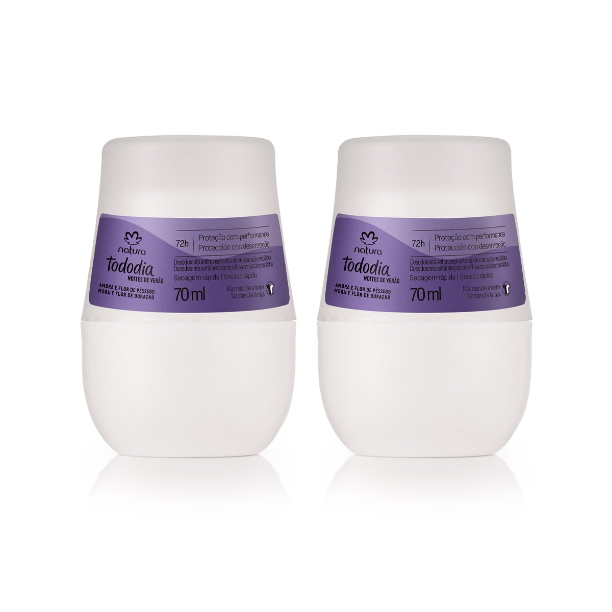 Kit Desodorante Antitranspirante Roll-on Tododia Amora e Flor de Pêssego (2 unidades)